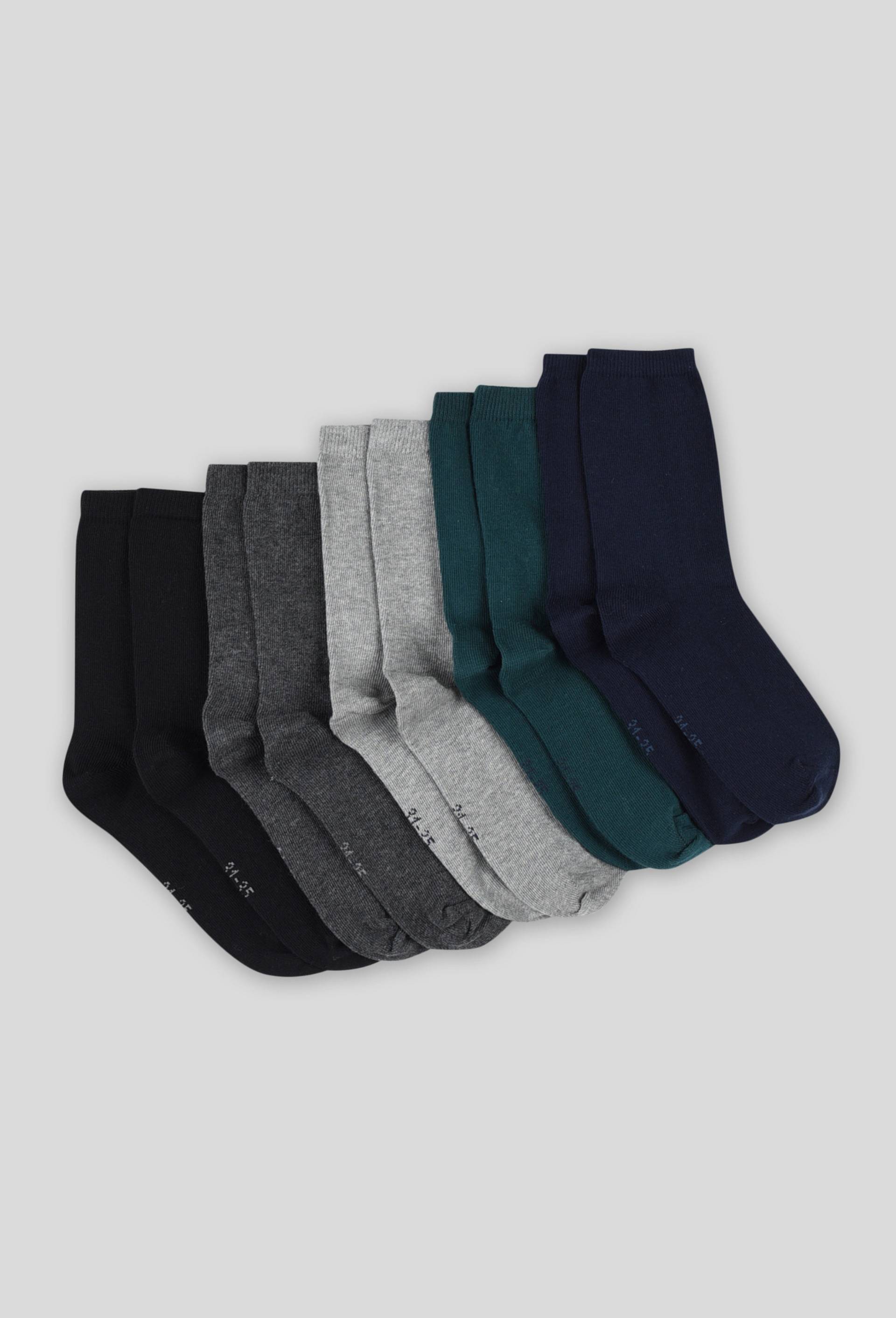 Lot de 5 paires de chaussettes unies contenant du coton BIO, Bleu fonc&eacute;, large image number 0