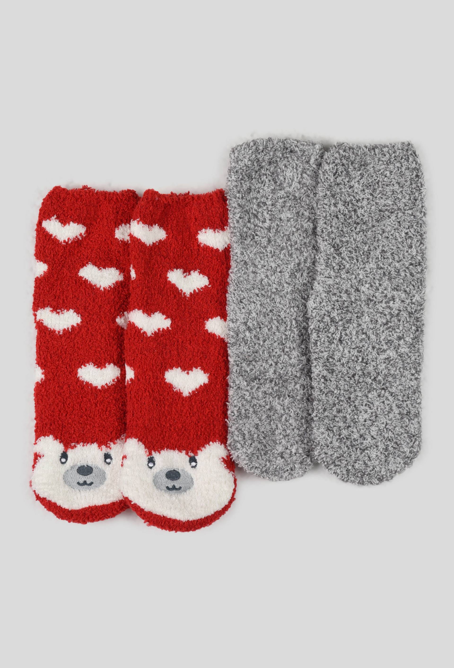 Lot de 2 paires de chaussettes antidérapantes contenant du coton BIO, Rouge, large image number 1