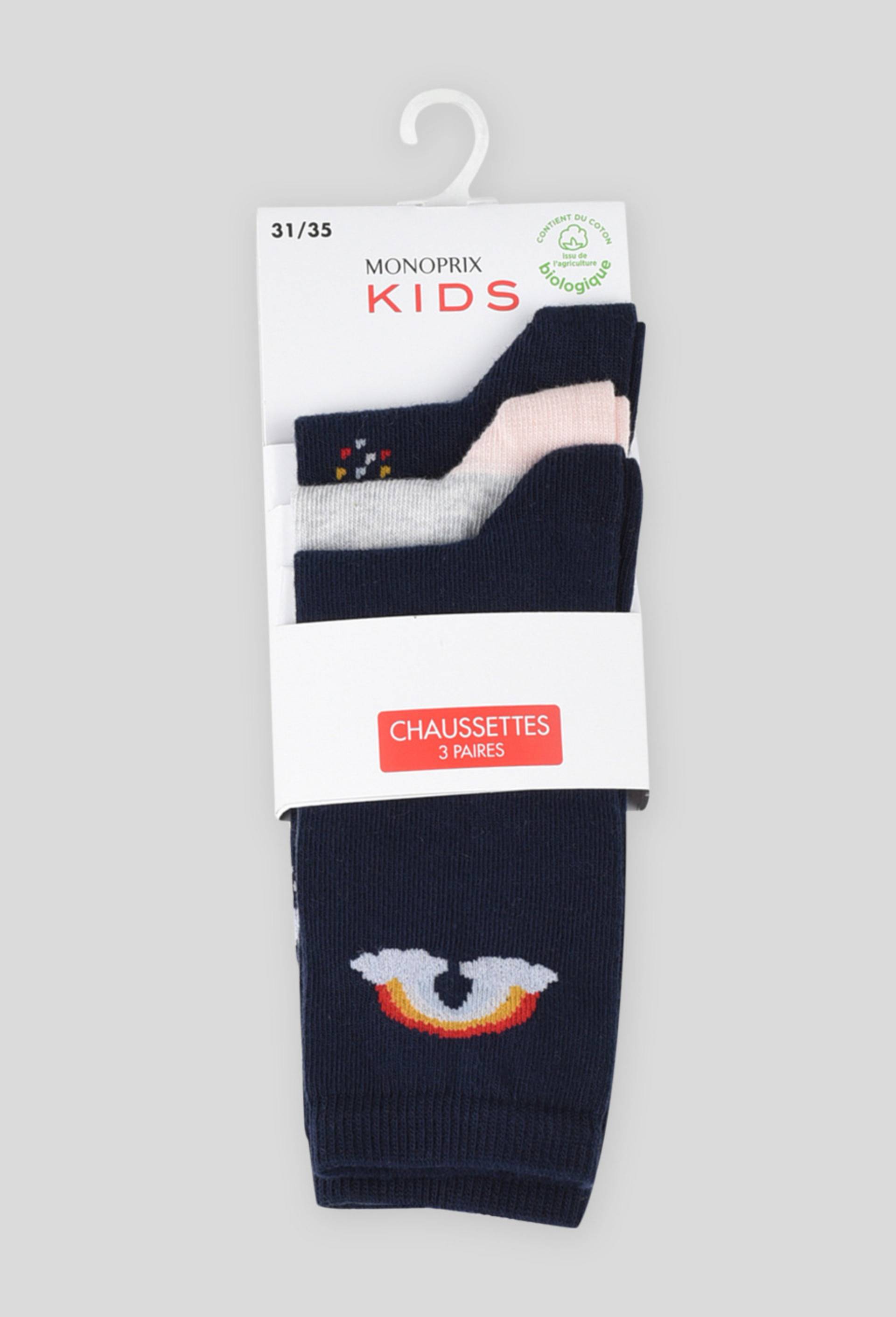 Lot de 3 paires de chaussettes à motifs contenant du coton BIO, Bleu foncé, large image number 0.0
