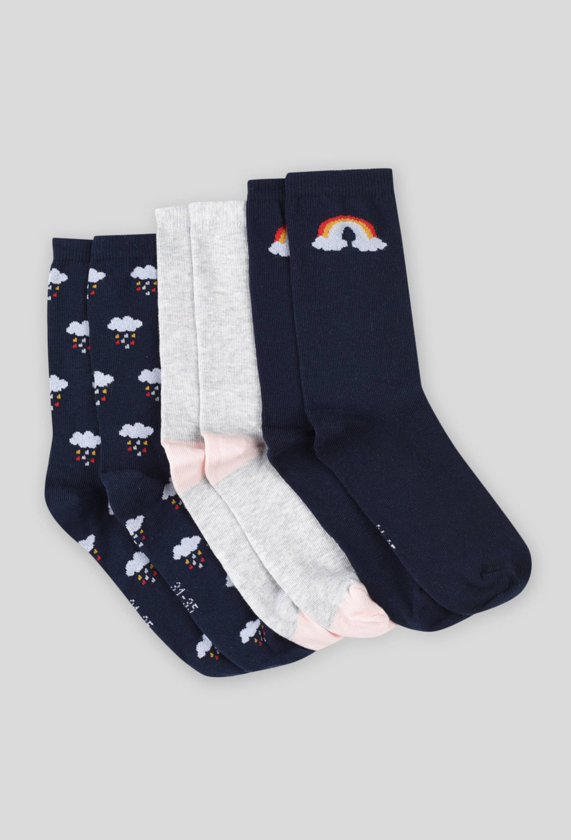 Lot de 3 paires de chaussettes à motifs contenant du coton BIO, Bleu foncé, large image number 1