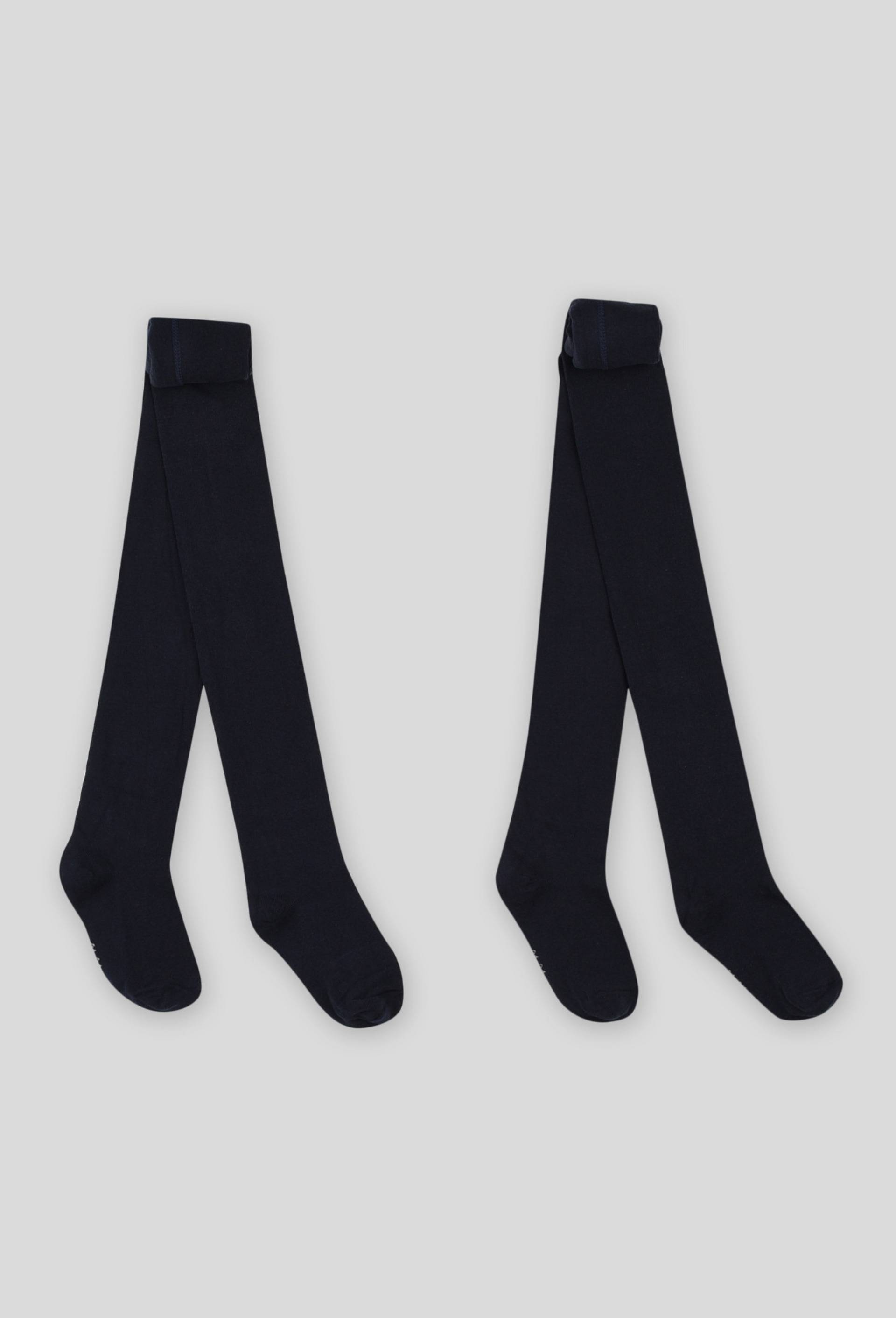 Lot de 2 paires de collants contenant du coton BIO GOTS, Bleu fonc&eacute;, swatch image
