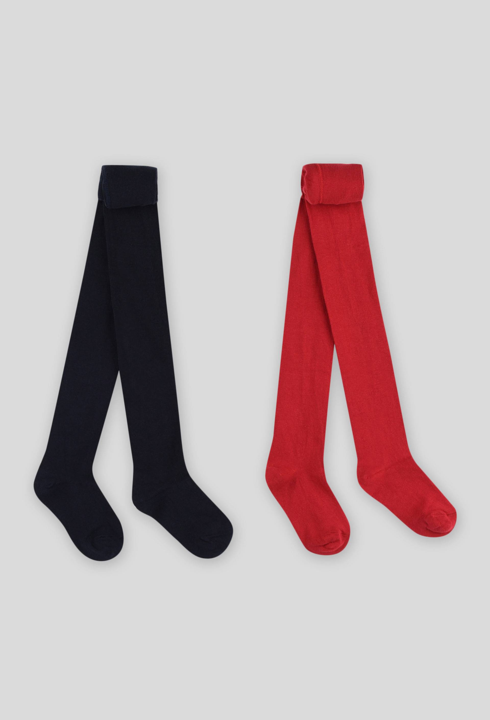 Lot de 2 paires de collants contenant du coton BIO, Rouge, large image number 0