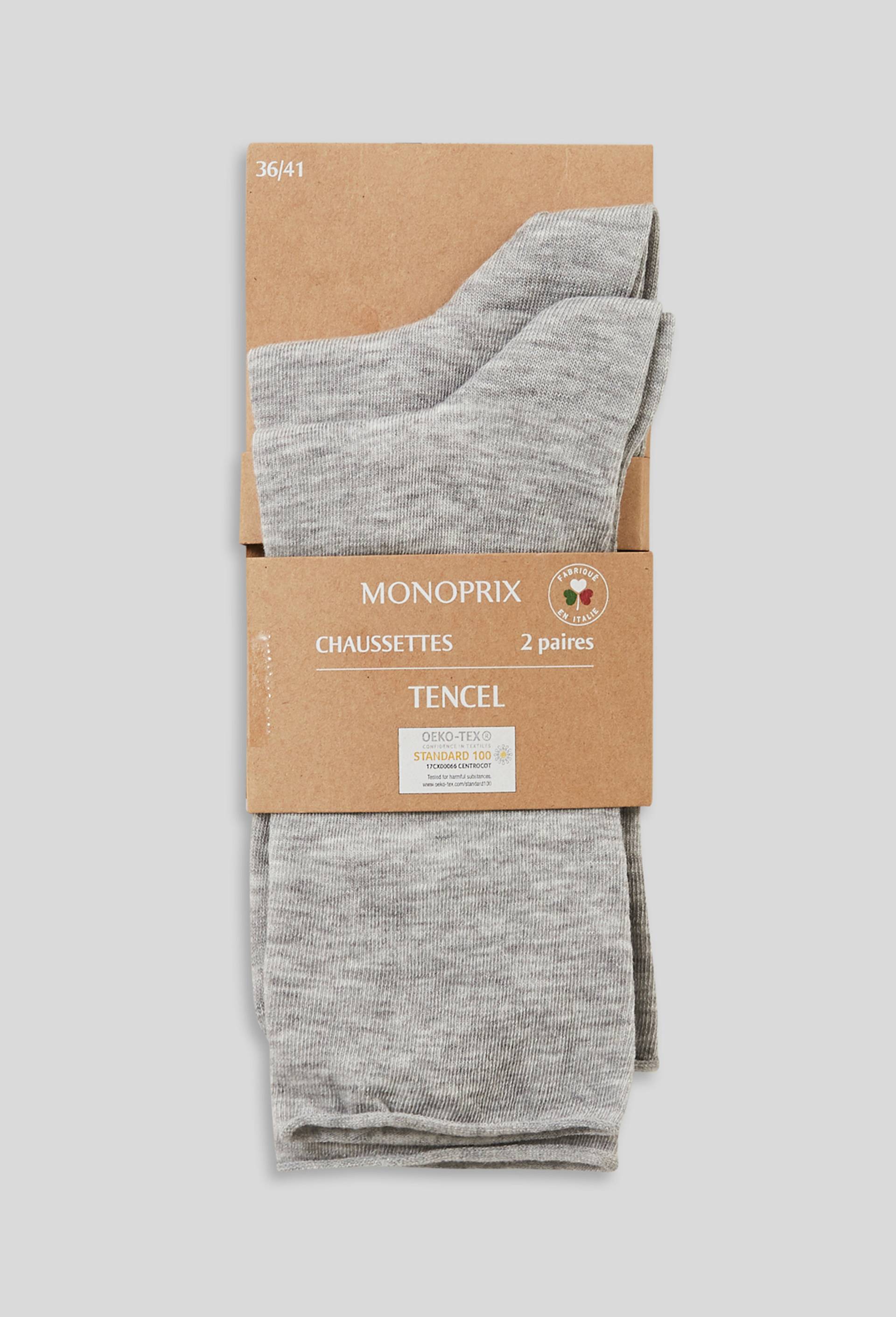 Lot de 2 paires de chaussettes en tencel, Gris, large image number 1