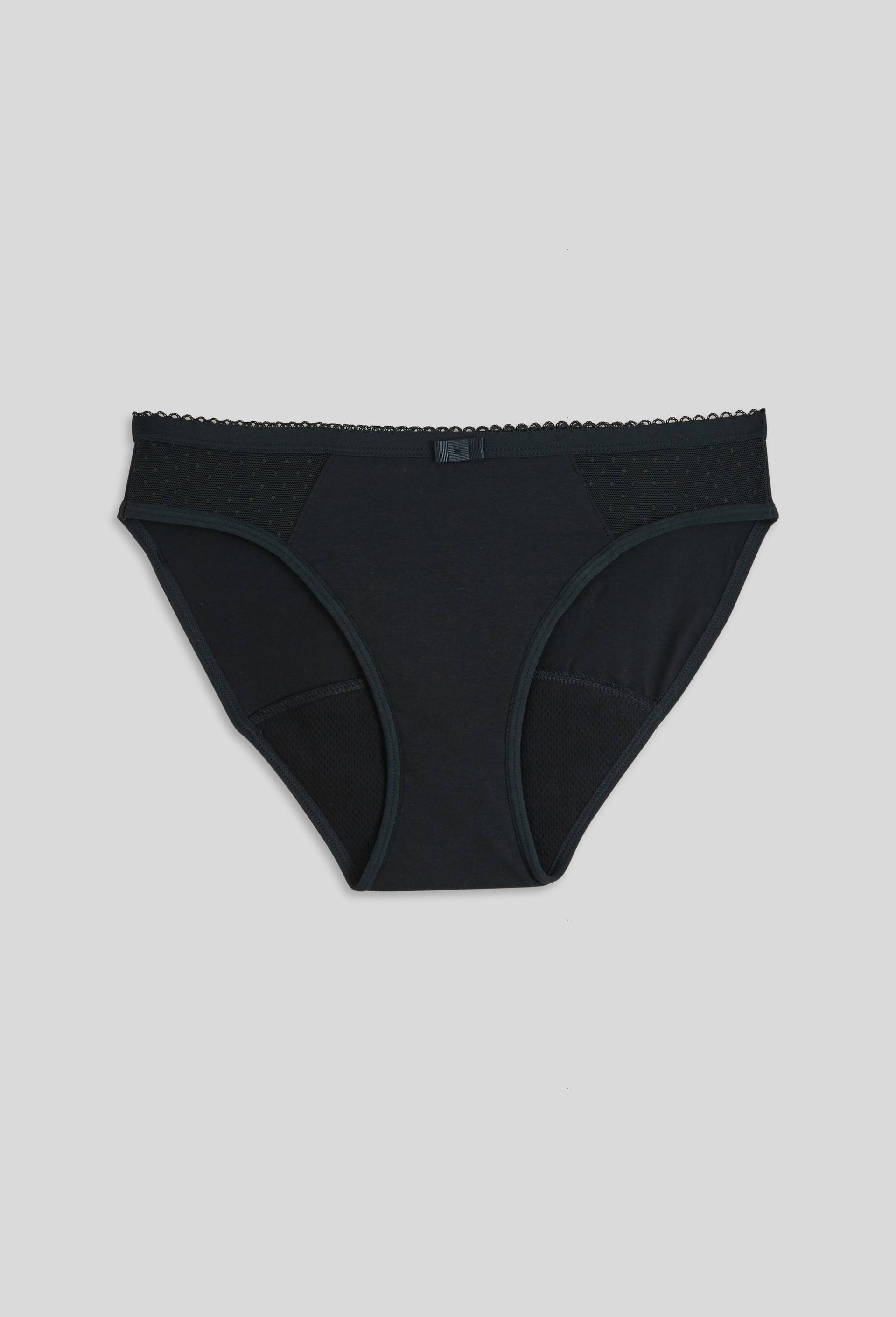 Culotte menstruelle flux moyen plumetis DIM PROTECT en coton BIO, Noir, large image number 1