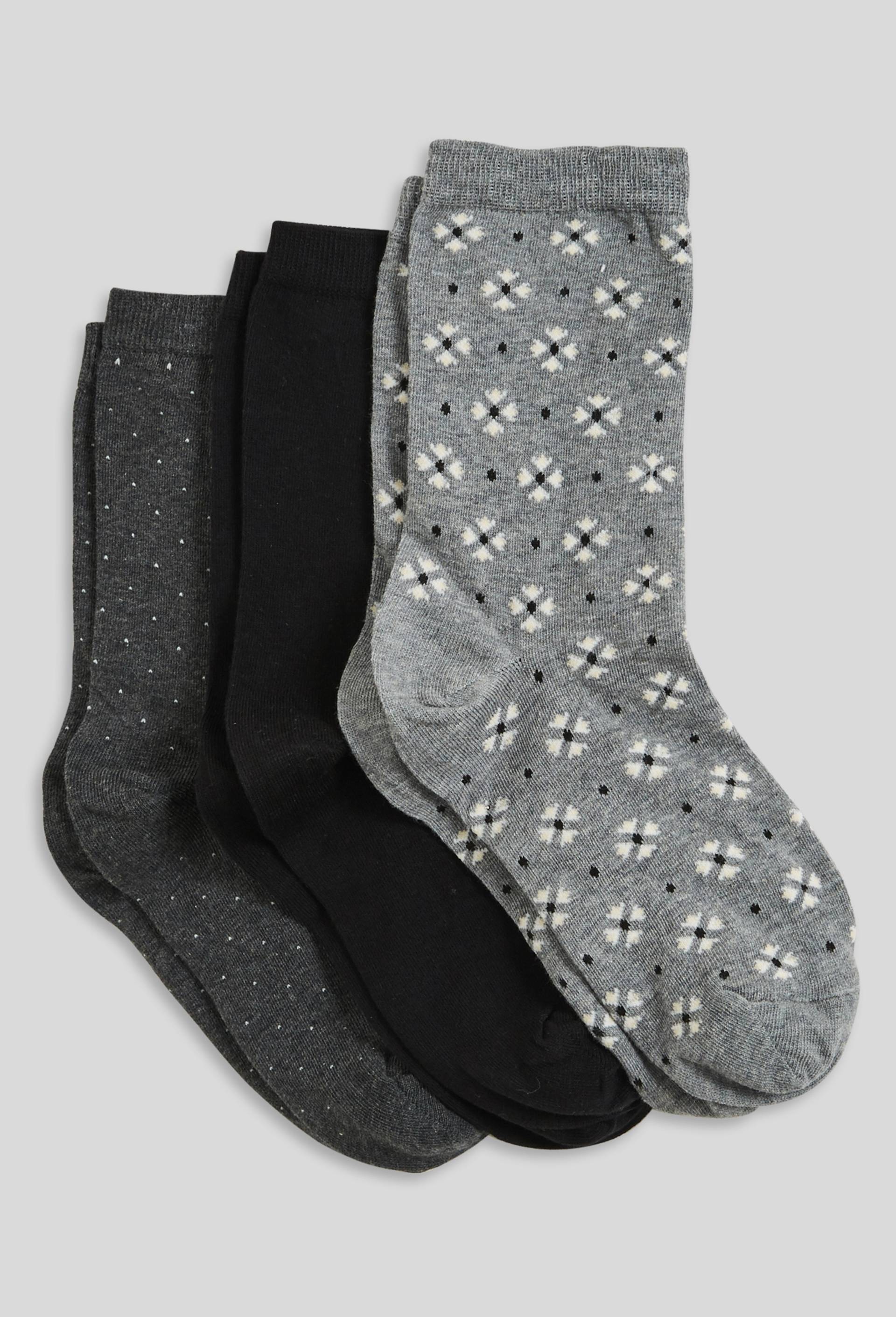 Lot de 3 paires de chaussettes fantaisie en coton, Gris, large image number 0