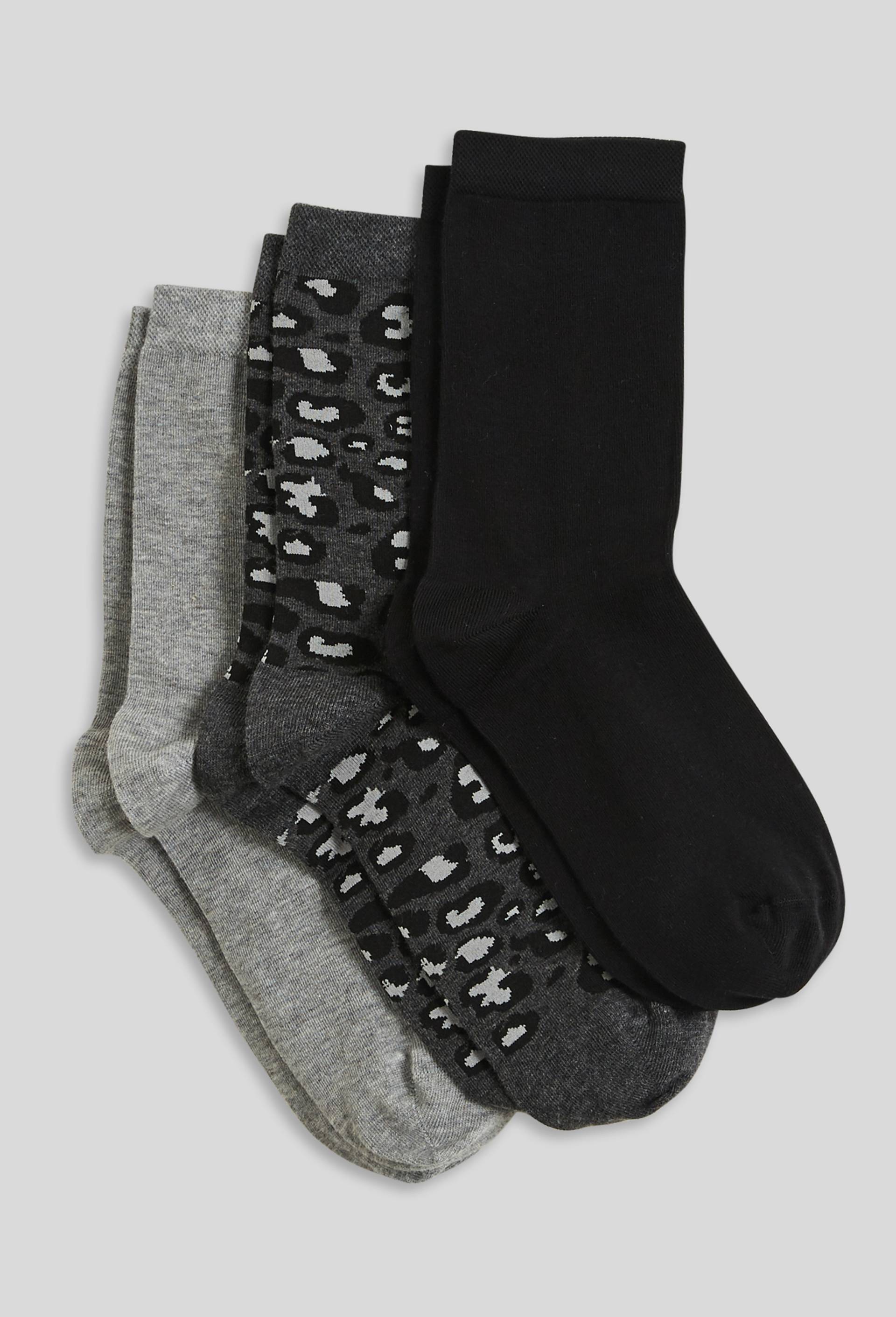 Lot de 3 paires de chaussettes fantaisie &agrave; motifs l&eacute;opard en coton, Gris, large image number 0