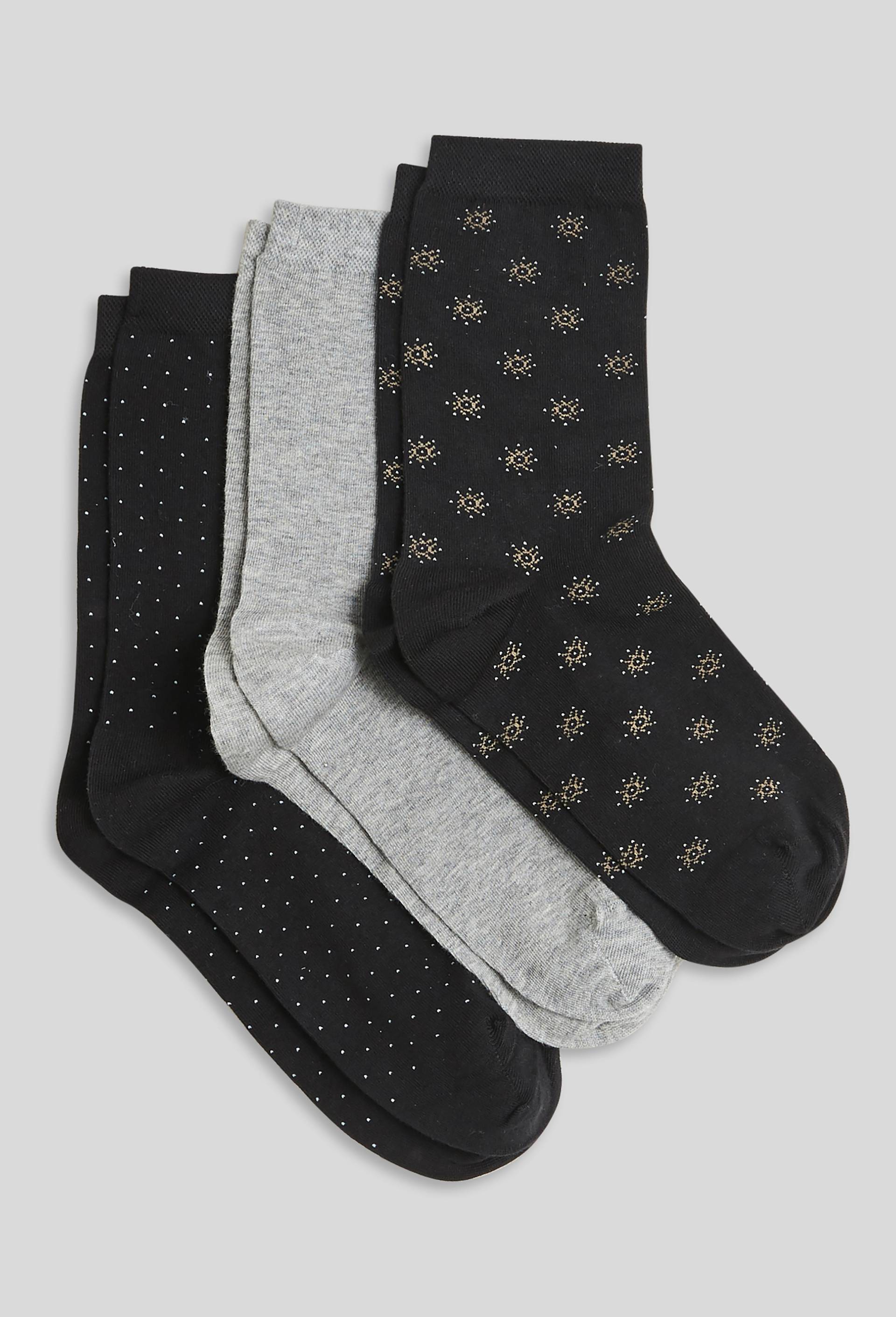 Lot de 3 paires de chaussettes fantaisie en coton, Noir, large image number 0