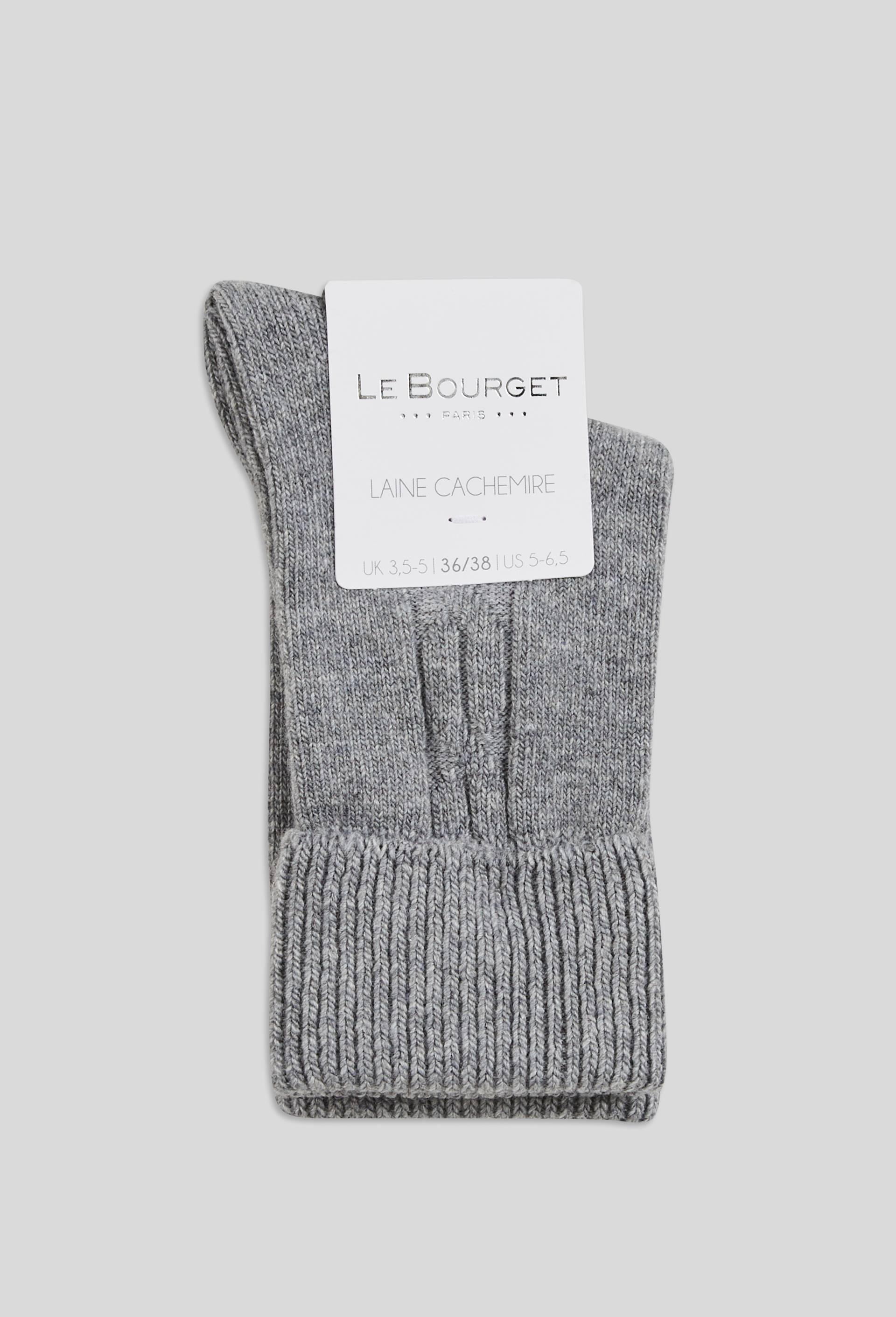 Paire de chaussettes torsad&eacute;es en laine et cachemire Le Bourget, Gris, large image number 0