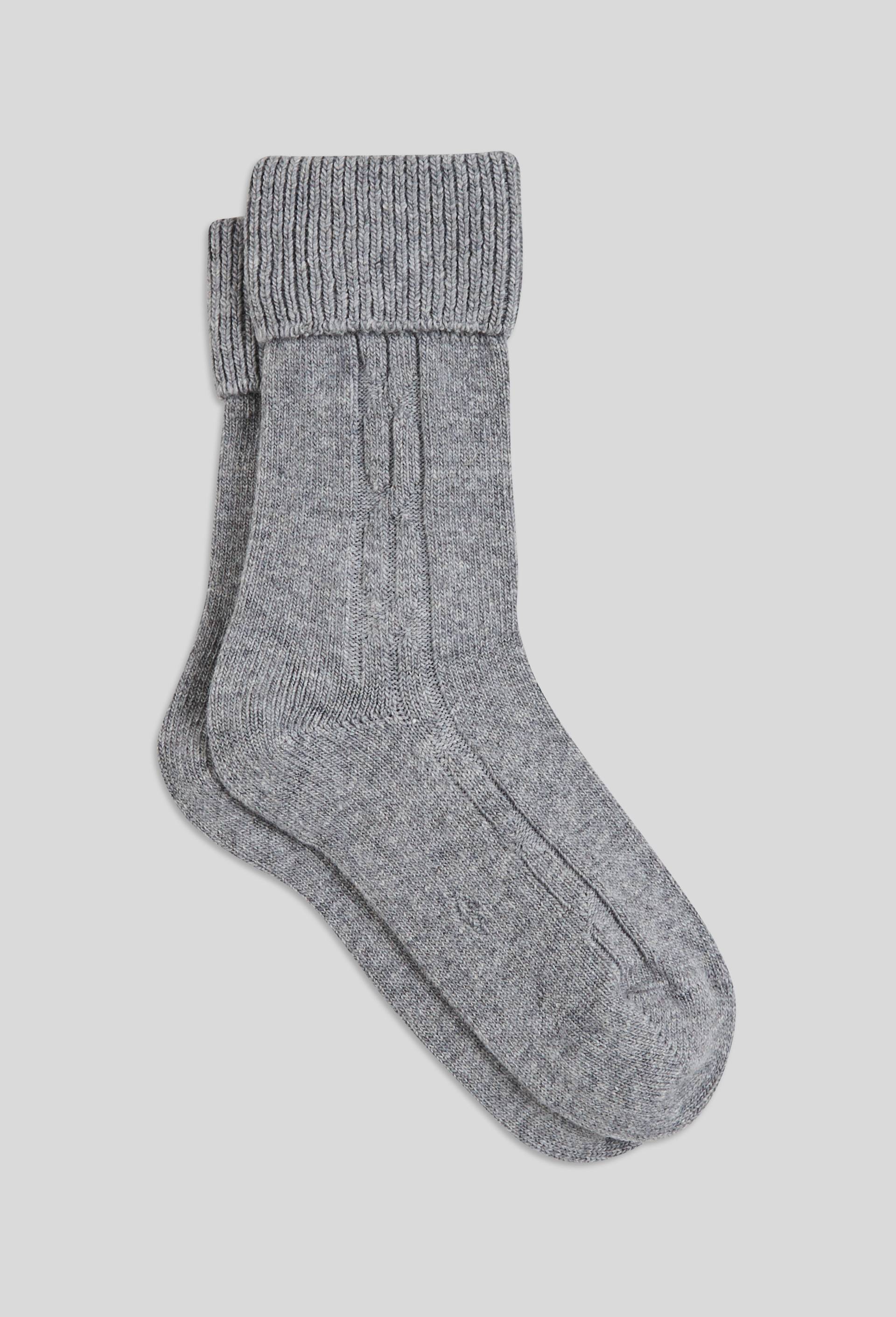 Paire de chaussettes torsad&eacute;es en laine et cachemire Le Bourget, Gris, large image number 1.0
