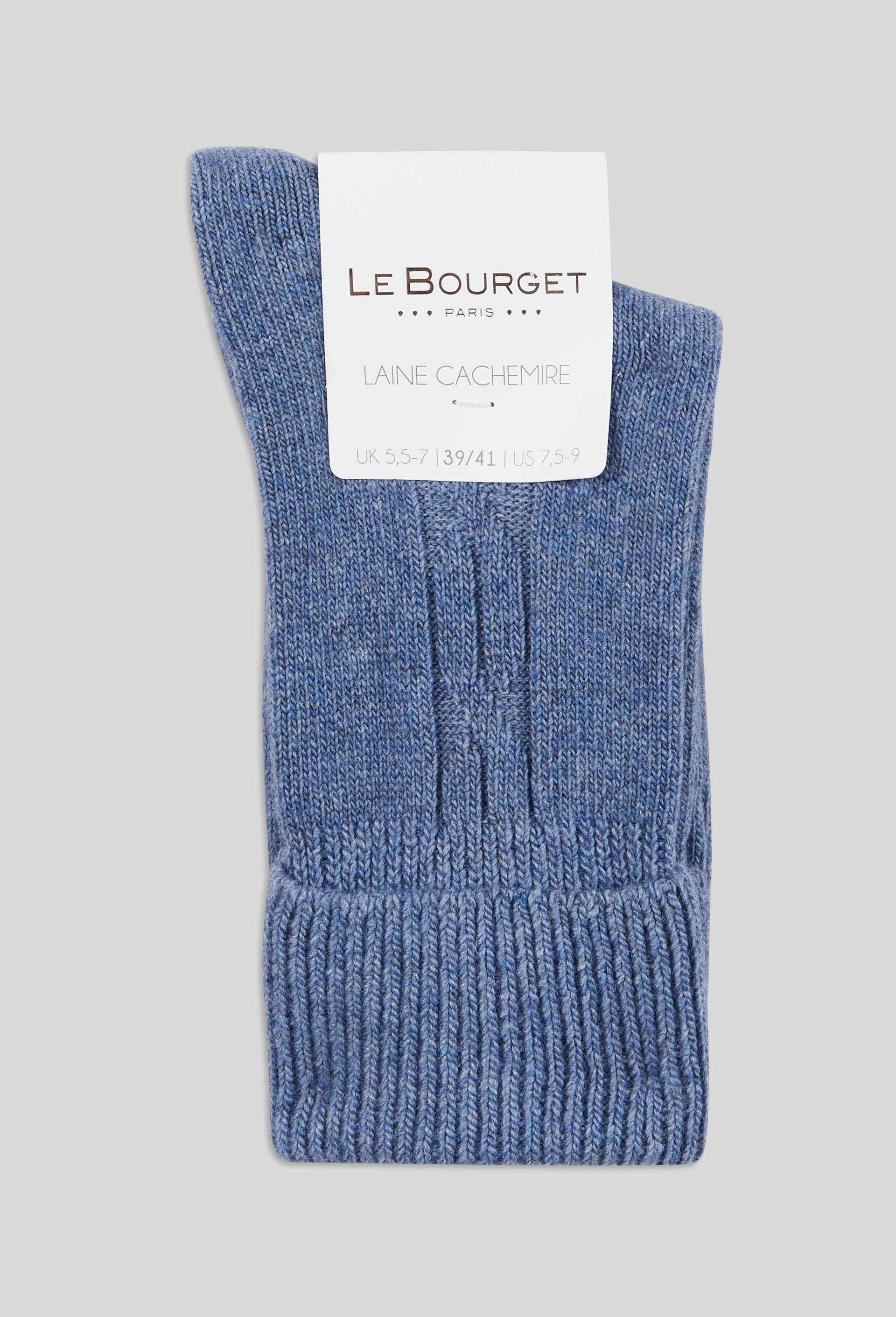 Paire de chaussettes torsad&eacute;es en laine et cachemire Le Bourget, Bleu, large image number 0