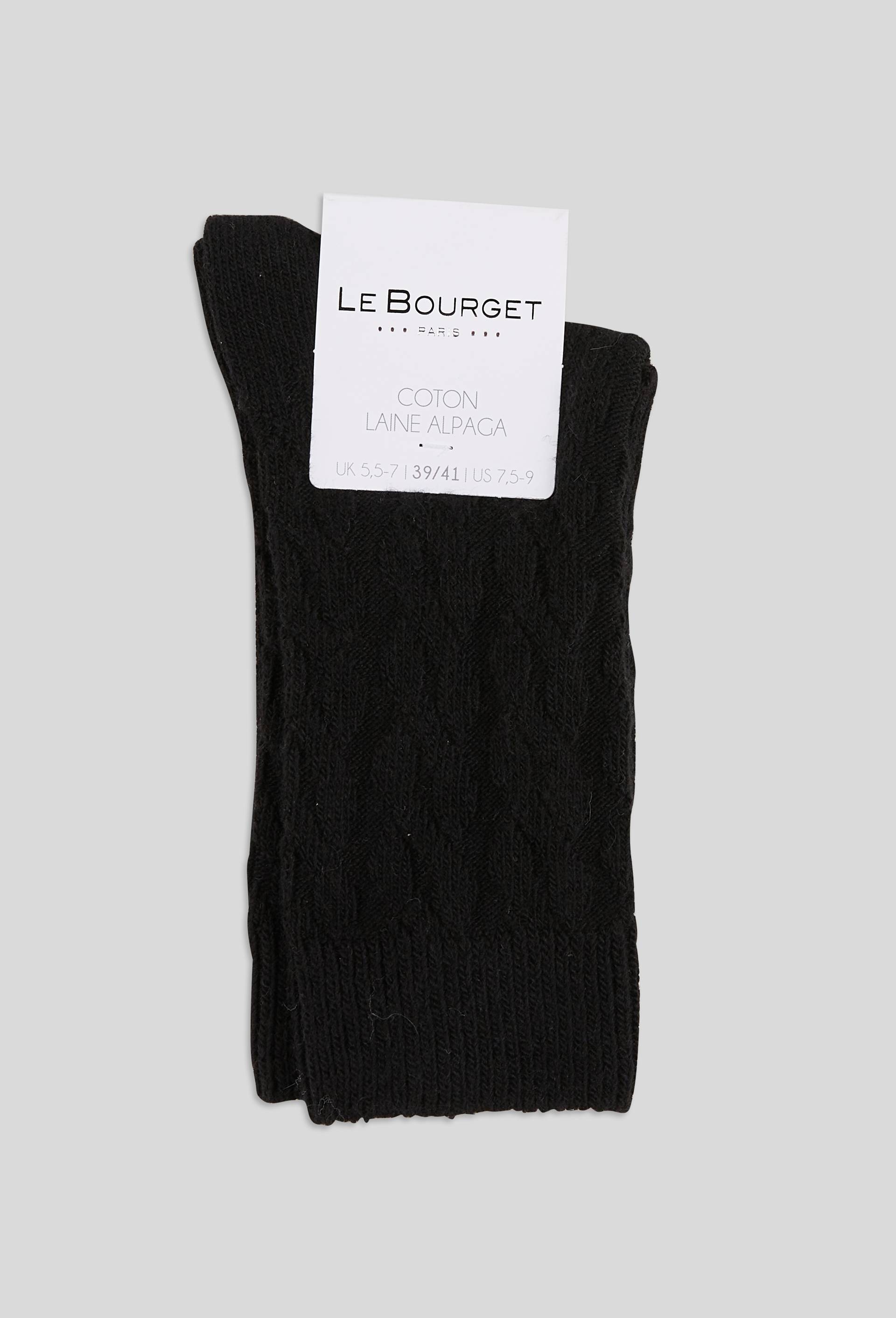 Paire de chaussettes torsad&eacute;es en laine Le Bourget, Noir, large image number 0