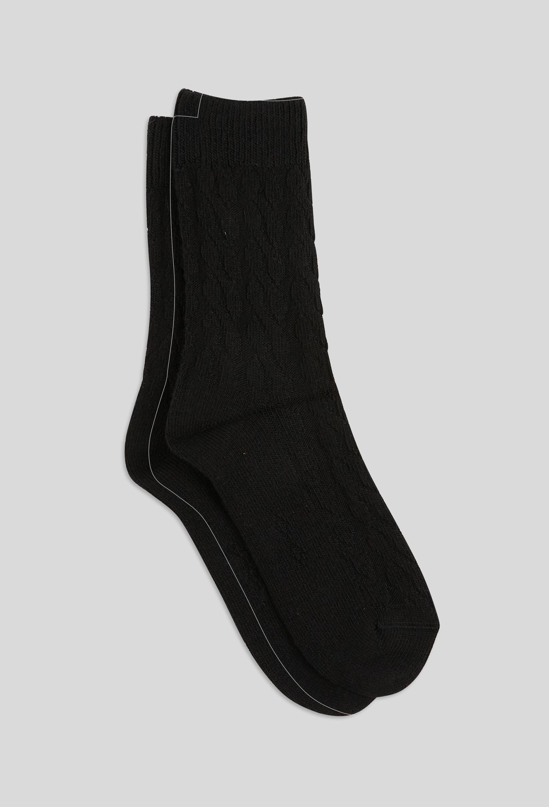 Paire de chaussettes torsad&eacute;es en laine Le Bourget, Noir, large image number 1