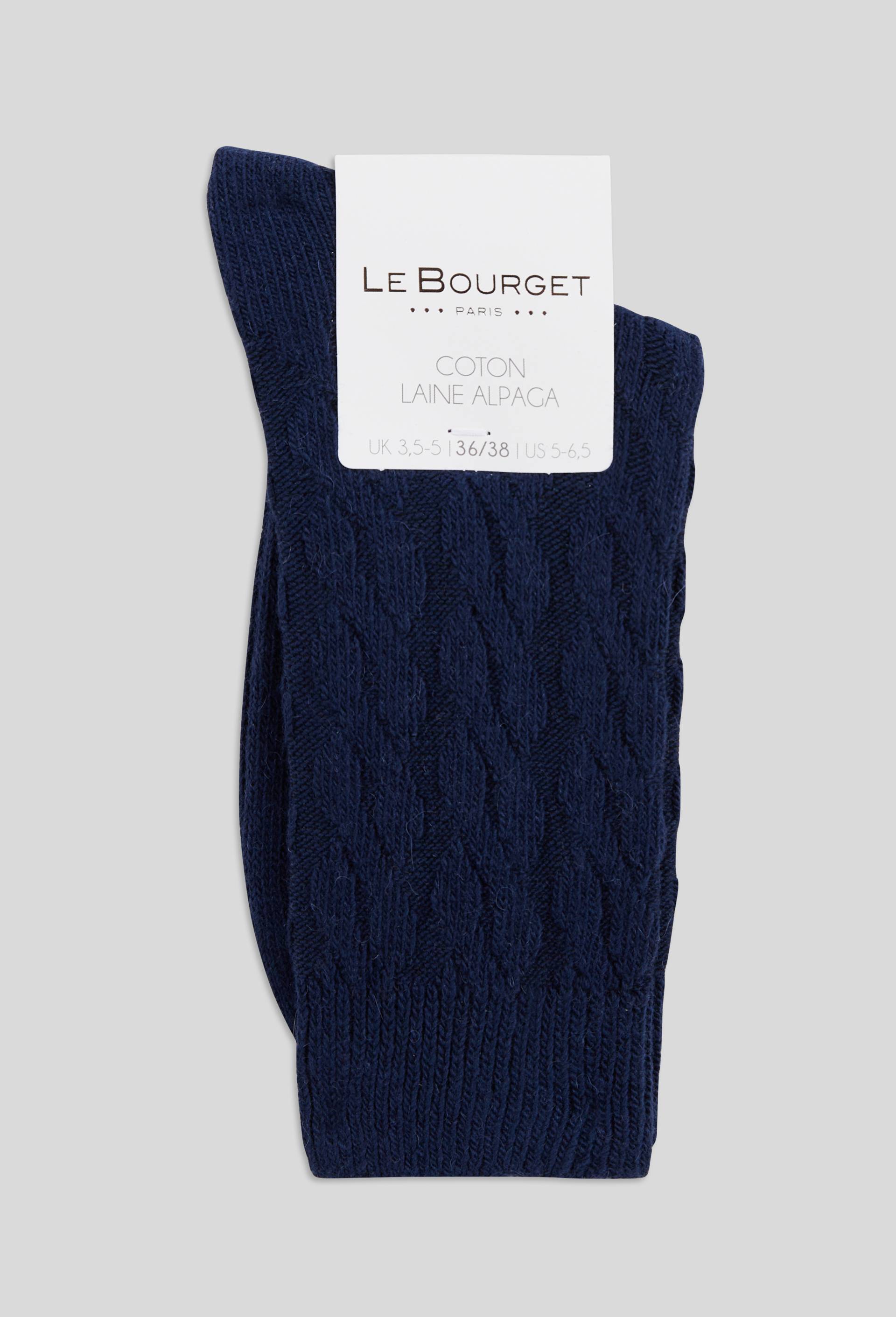 Paire de chaussettes torsad&eacute;es en laine Le Bourget, Bleu, swatch image