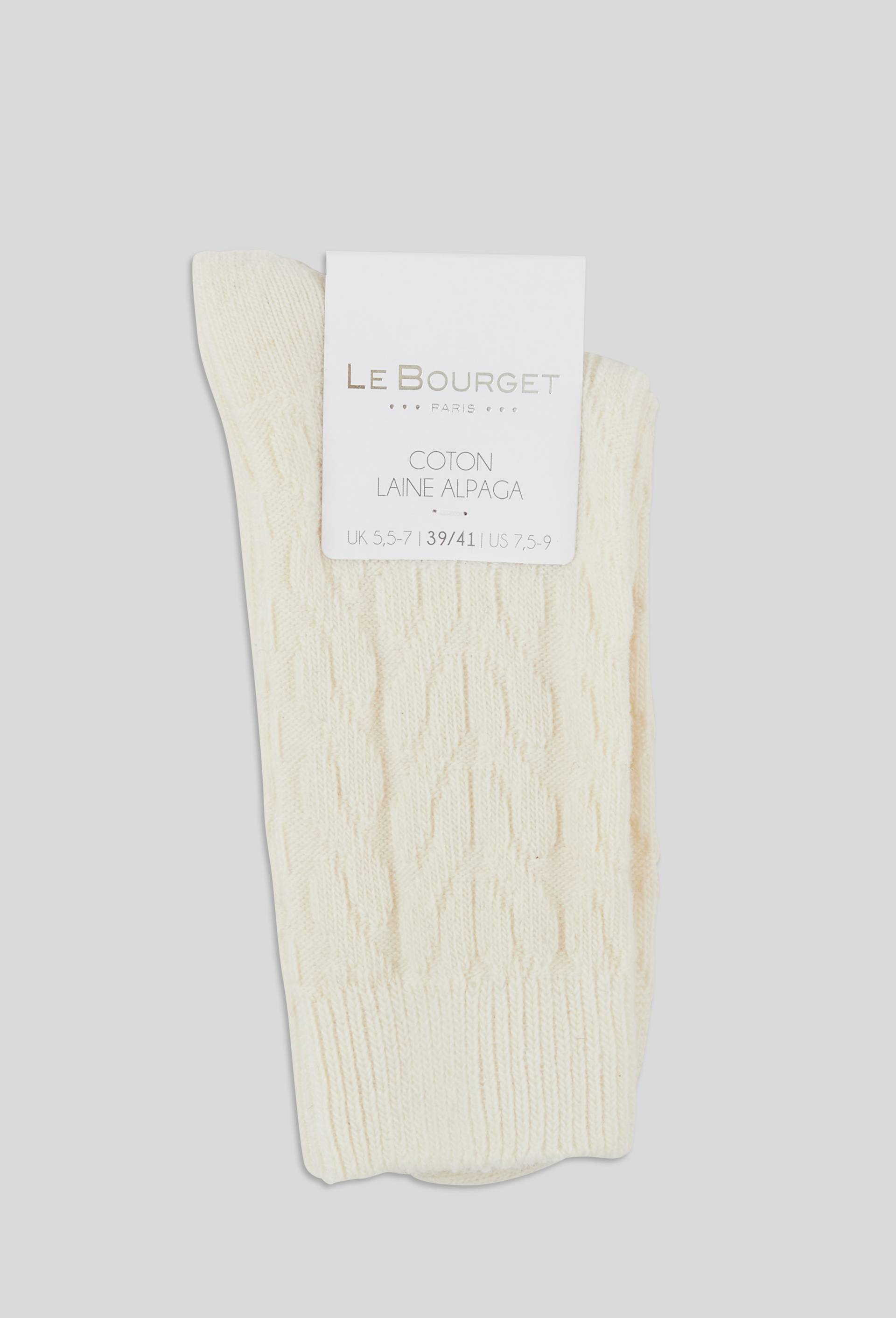 Paire de chaussettes torsad&eacute;es en laine Le Bourget, Beige clair, large image number 0