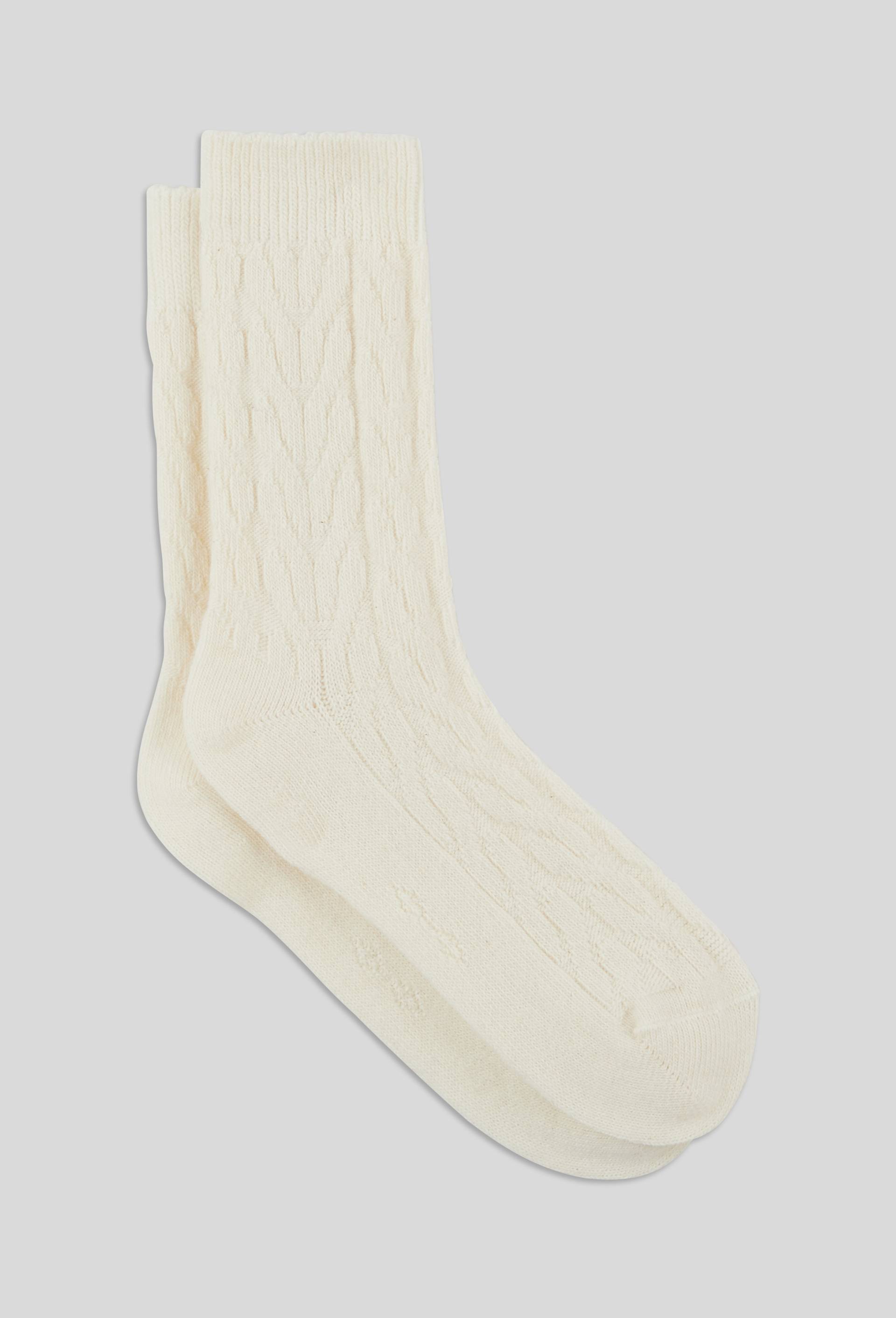 Paire de chaussettes torsad&eacute;es en laine Le Bourget, Beige clair, large image number 1