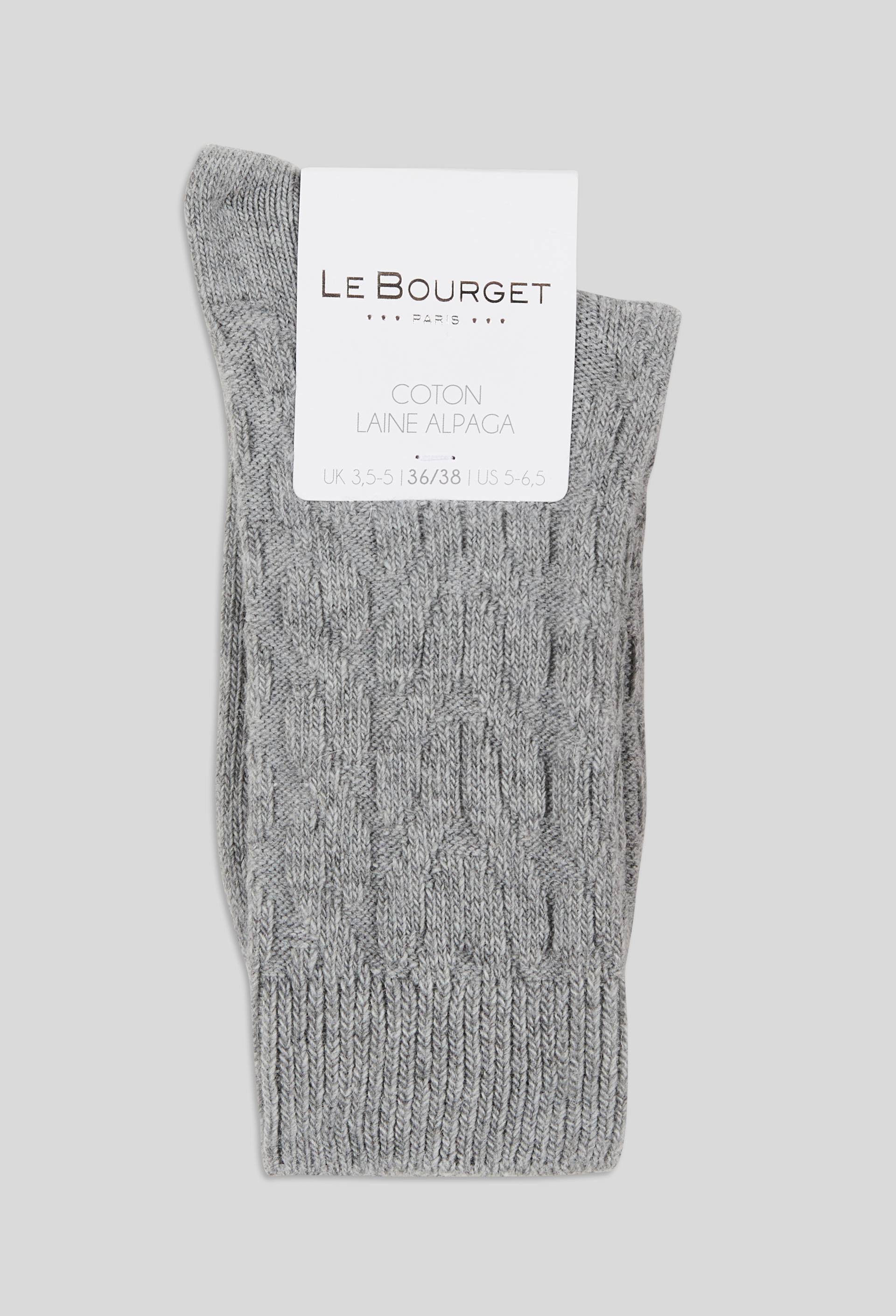 Paire de chaussettes torsad&eacute;es en laine Le Bourget, Gris, swatch image