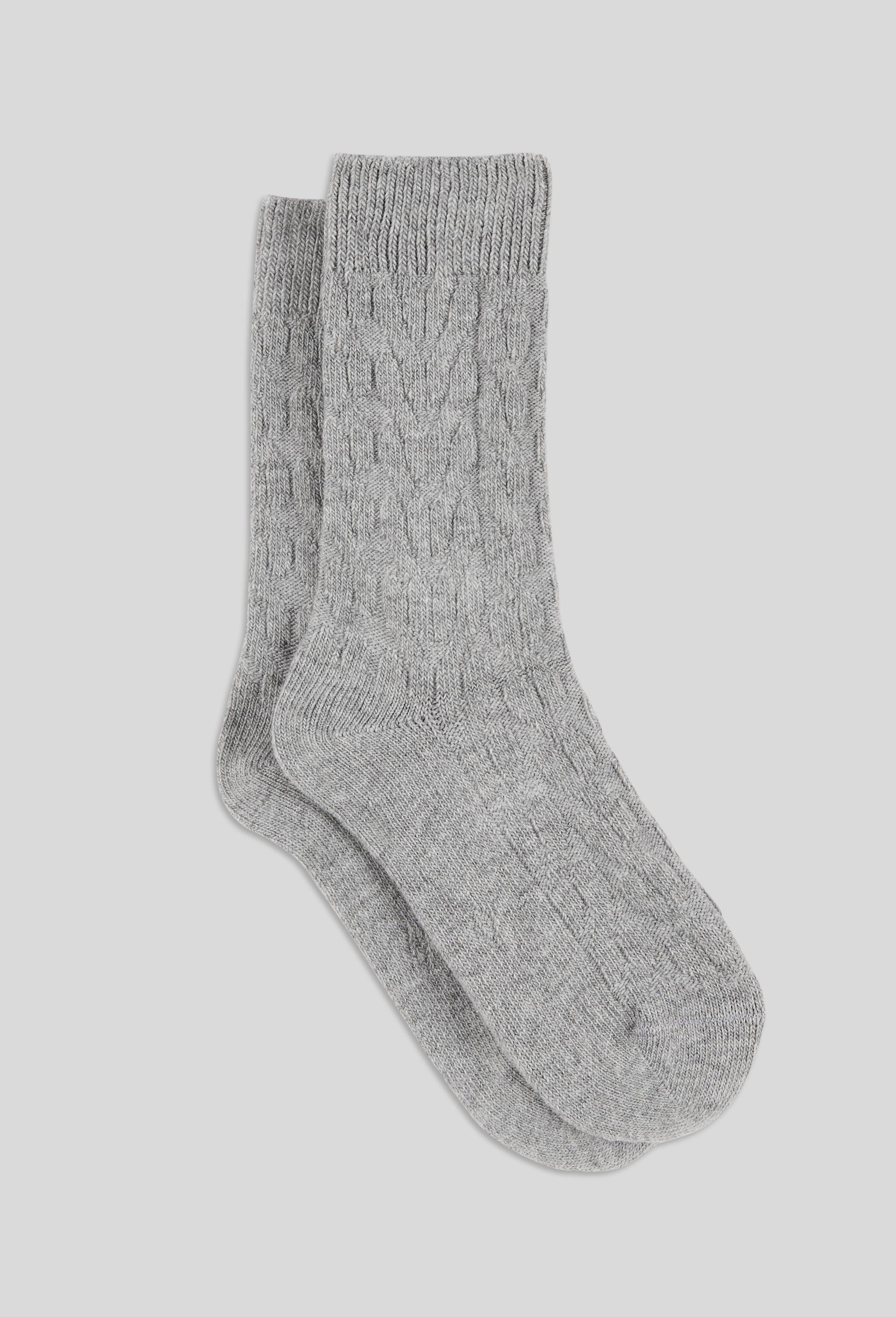 Paire de chaussettes torsad&eacute;es en laine Le Bourget, Gris, large image number 1