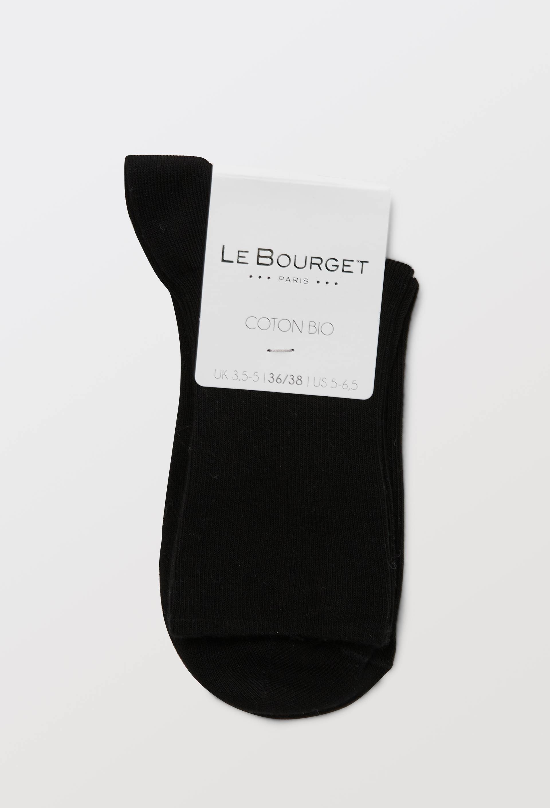 Paire de chaussettes &agrave; fines cotes en coton BIO Le Bourget, Noir, large image number 2.0