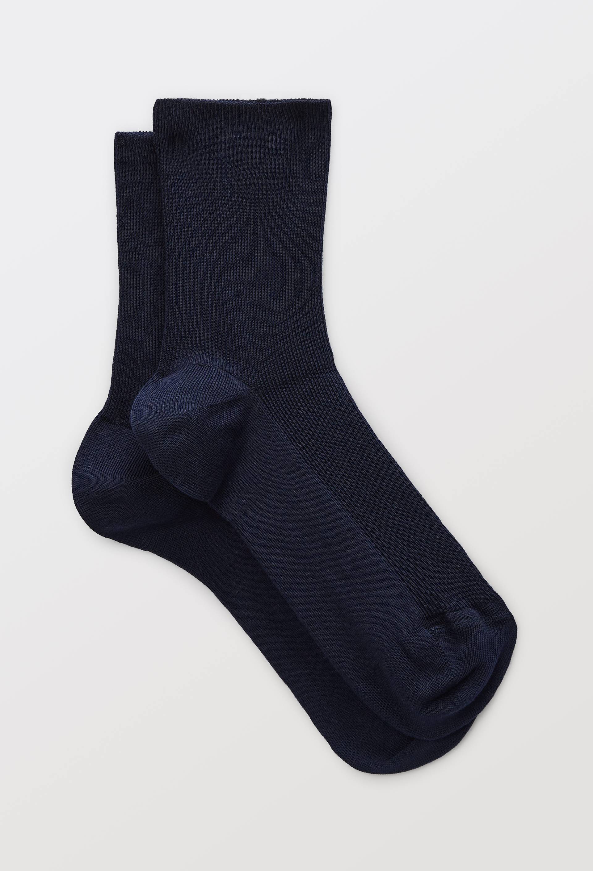 Paire de chaussettes &agrave; fines cotes en coton BIO Le Bourget, Bleu fonc&eacute;, swatch image