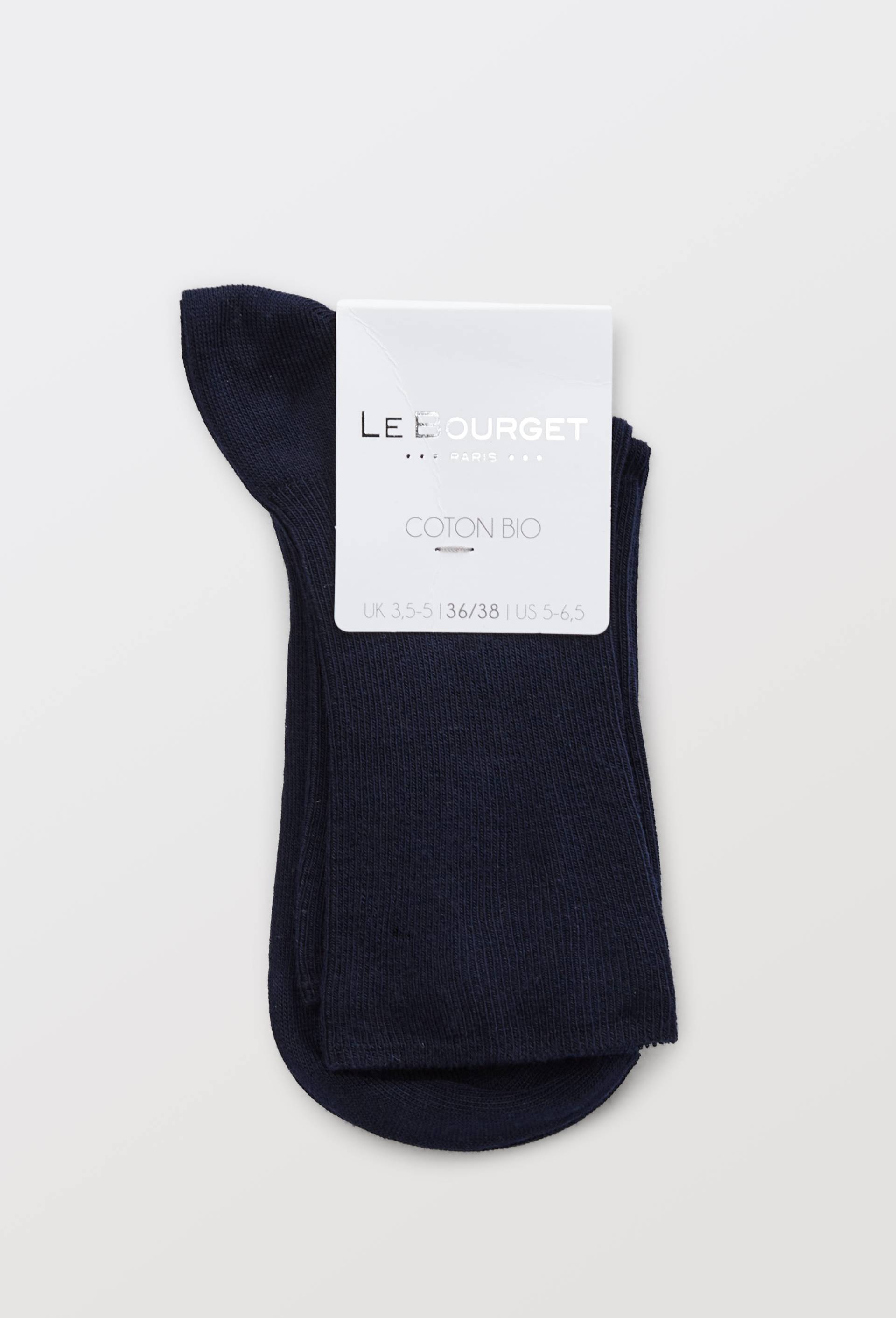Paire de chaussettes &agrave; fines cotes en coton BIO Le Bourget, Bleu fonc&eacute;, large image number 2