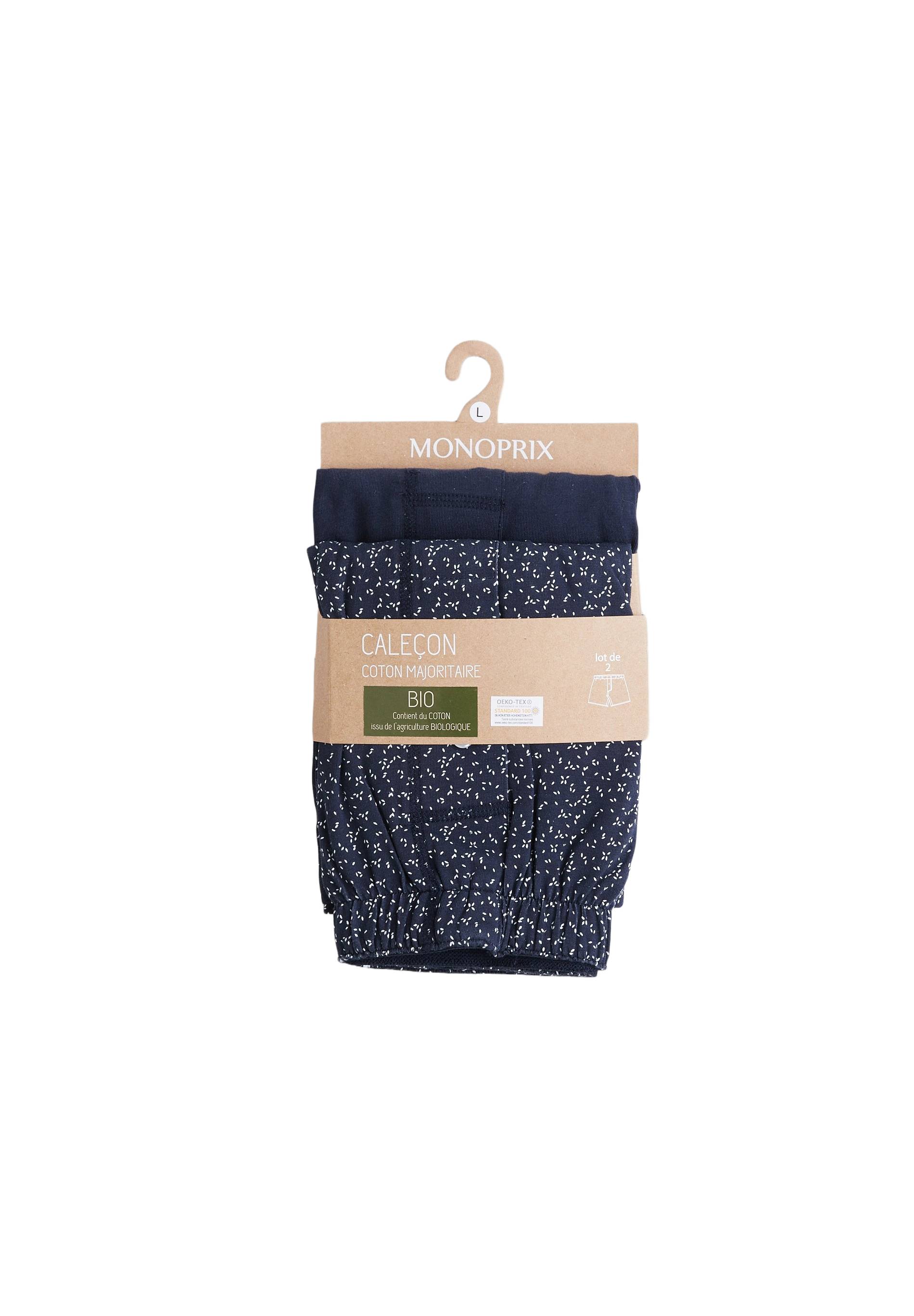 Lot de 2 caleçons à pois en coton BIO, certifié OEKO-TEX, Bleu foncé, large image number 2.0