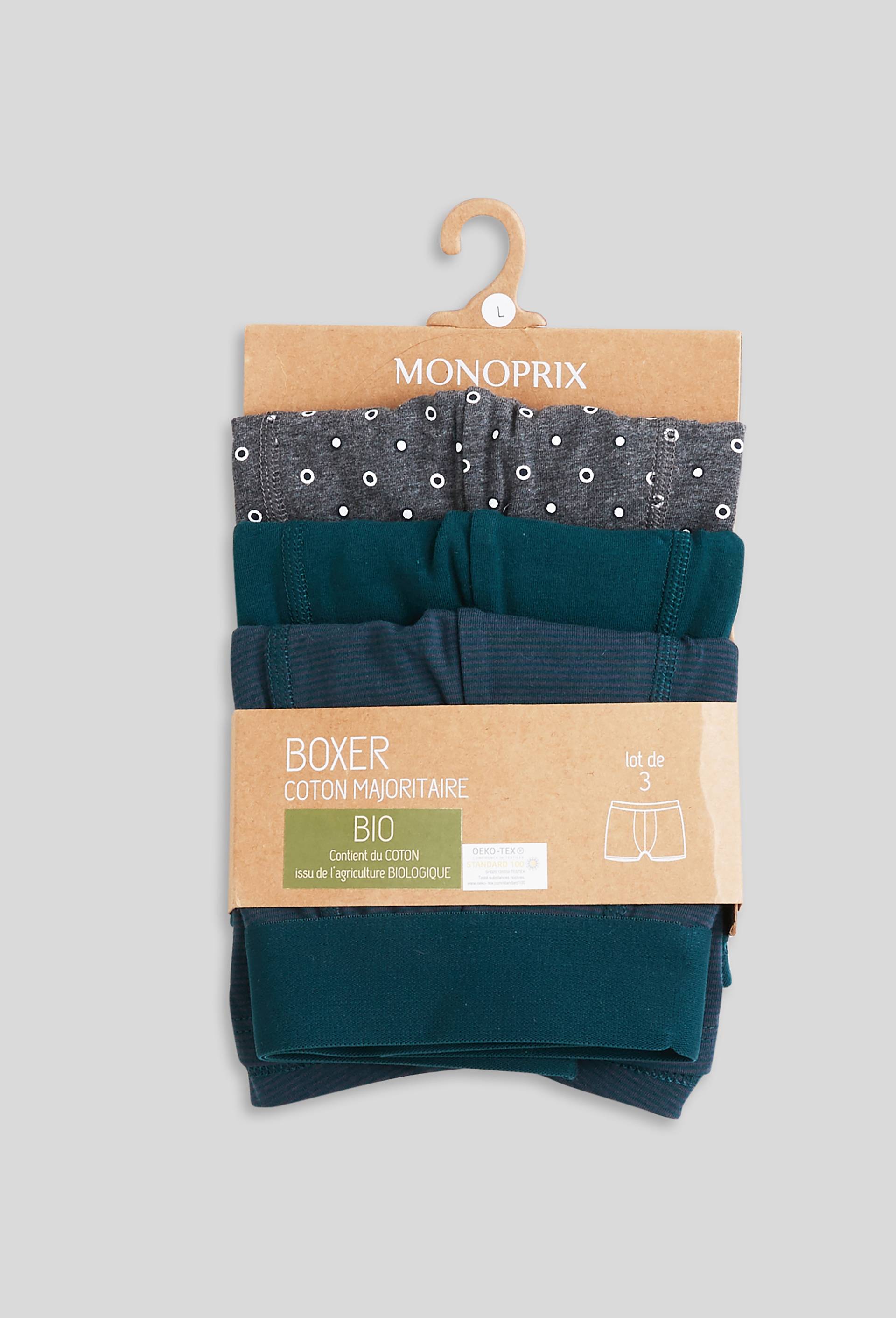 Lot de 3 boxers fantaisie en coton BIO GOTS, Vert, large image number 0