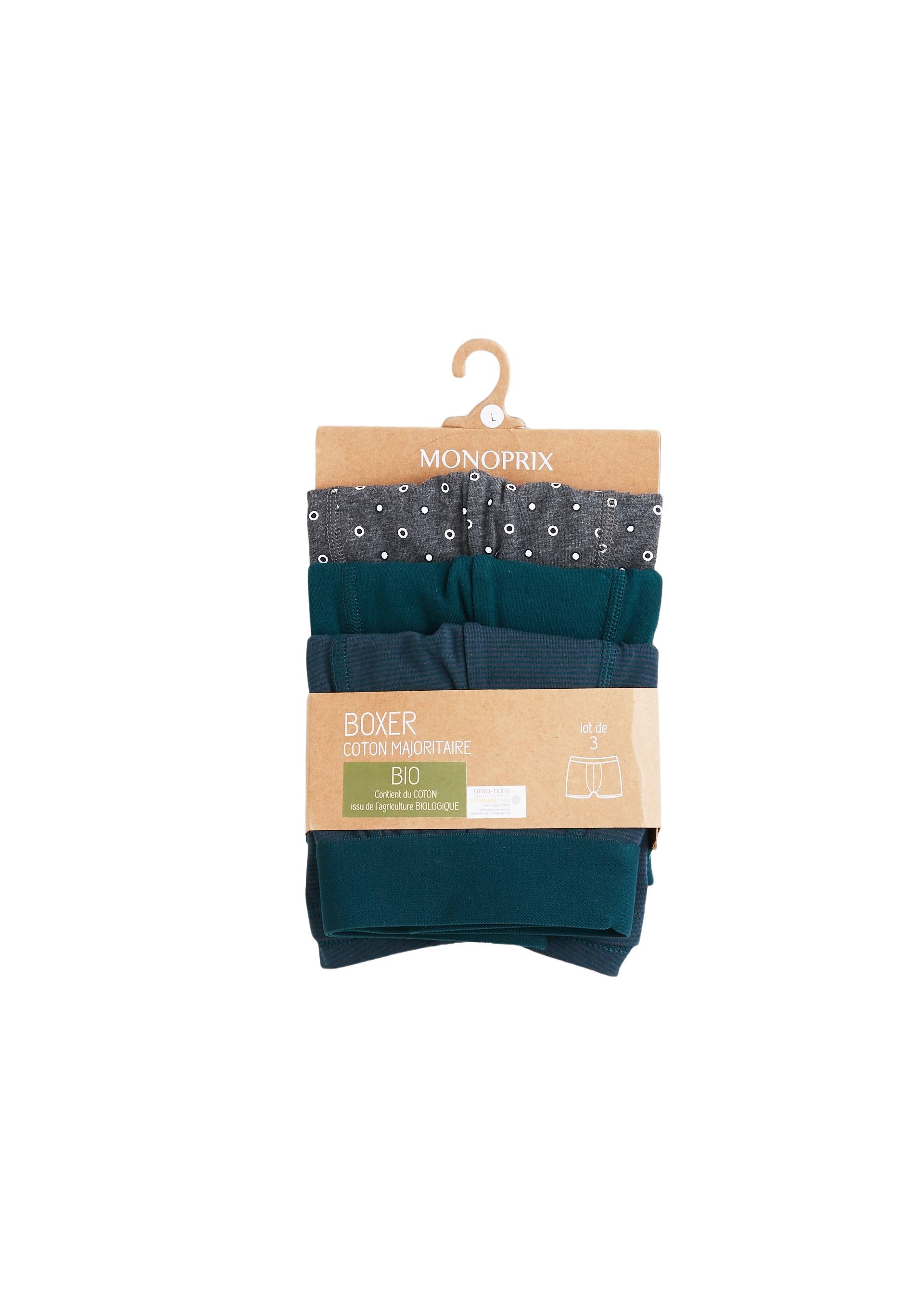 Lot de 3 boxers fantaisie en coton BIO GOTS, Vert, large image number 2