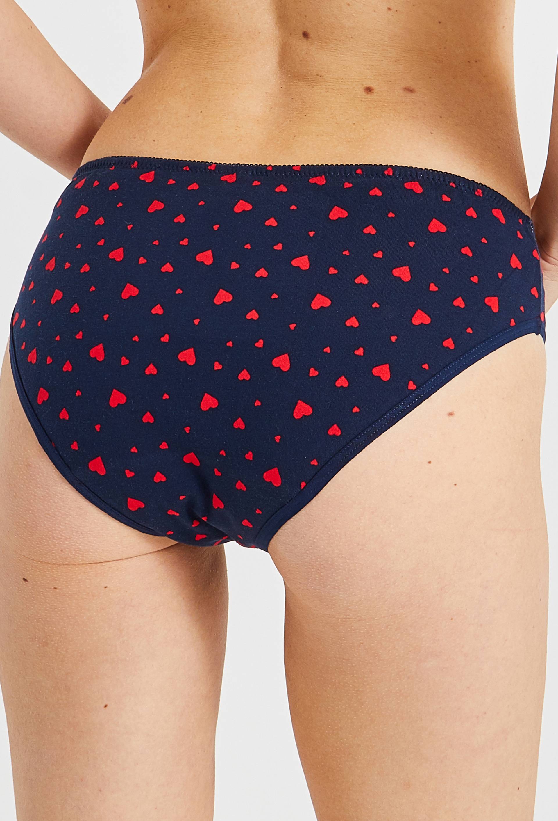Culotte menstruelle imprim&eacute;e contenant du coton BIO, Bleu fonc&eacute;, large image number 1