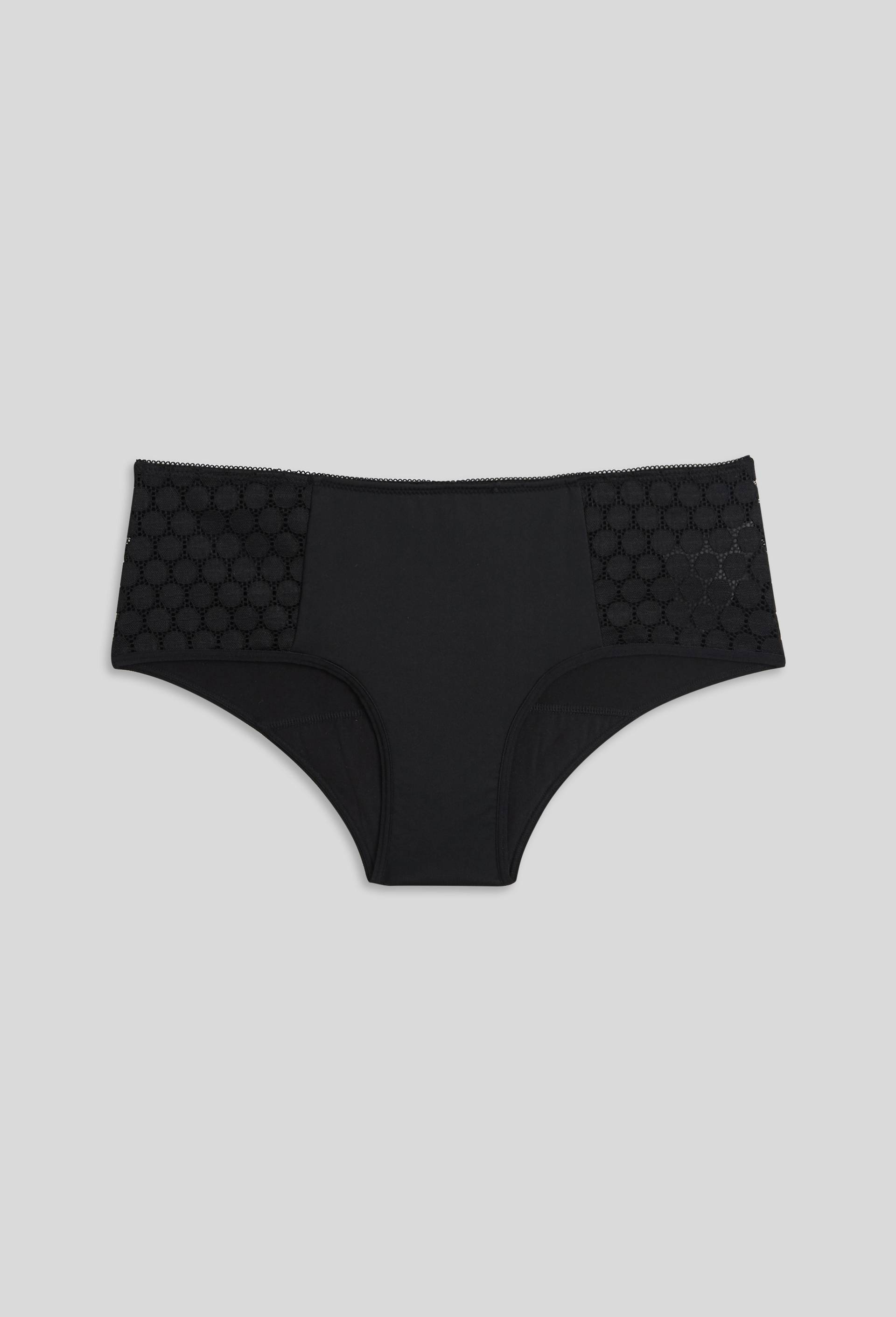 Shorty menstruel en microfibre et dentelle, Noir, large image number 2