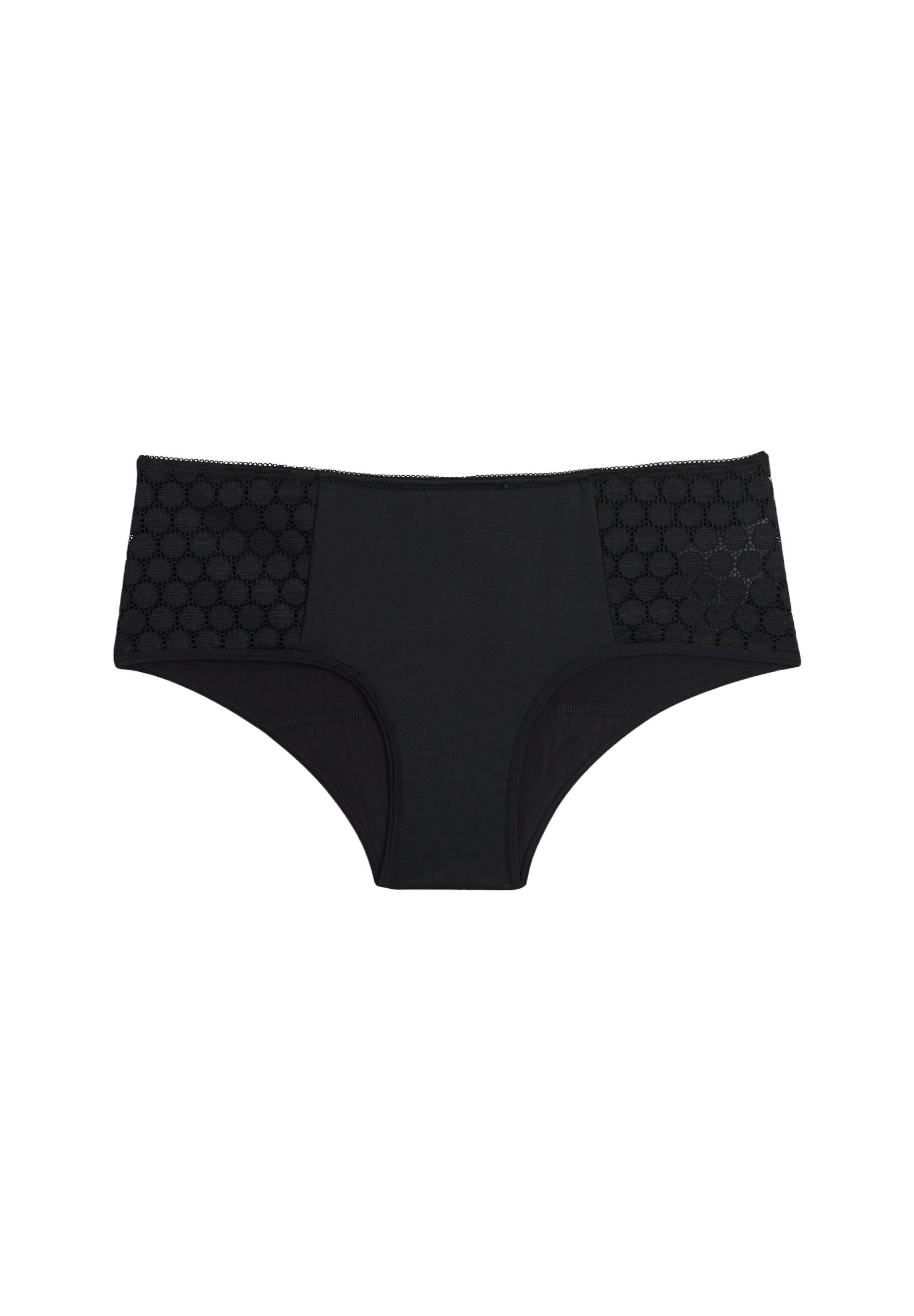 Shorty menstruel en microfibre et dentelle, Noir, large image number 5