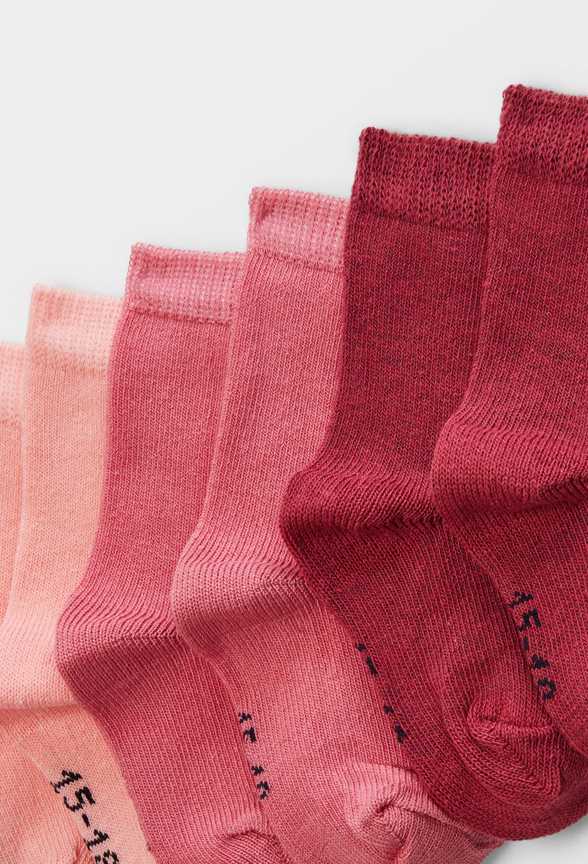 Lot de 5 paires de chaussettes unies contenant du coton BIO, Rose foncé, swatch image