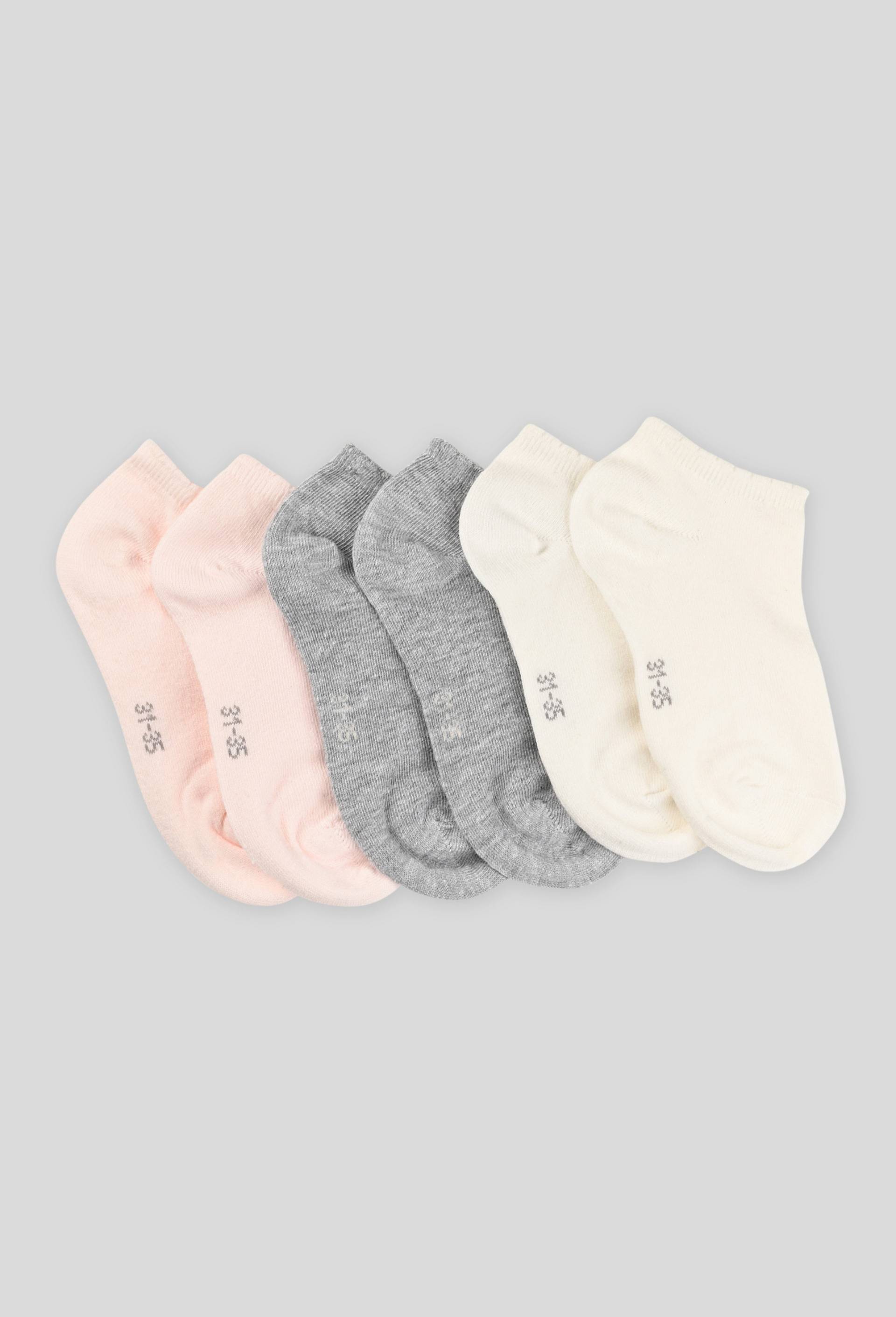 Lot de 3 paires de socquettes &agrave; bord cocotte contenant du coton BIO GOTS, Rose, large image number 0