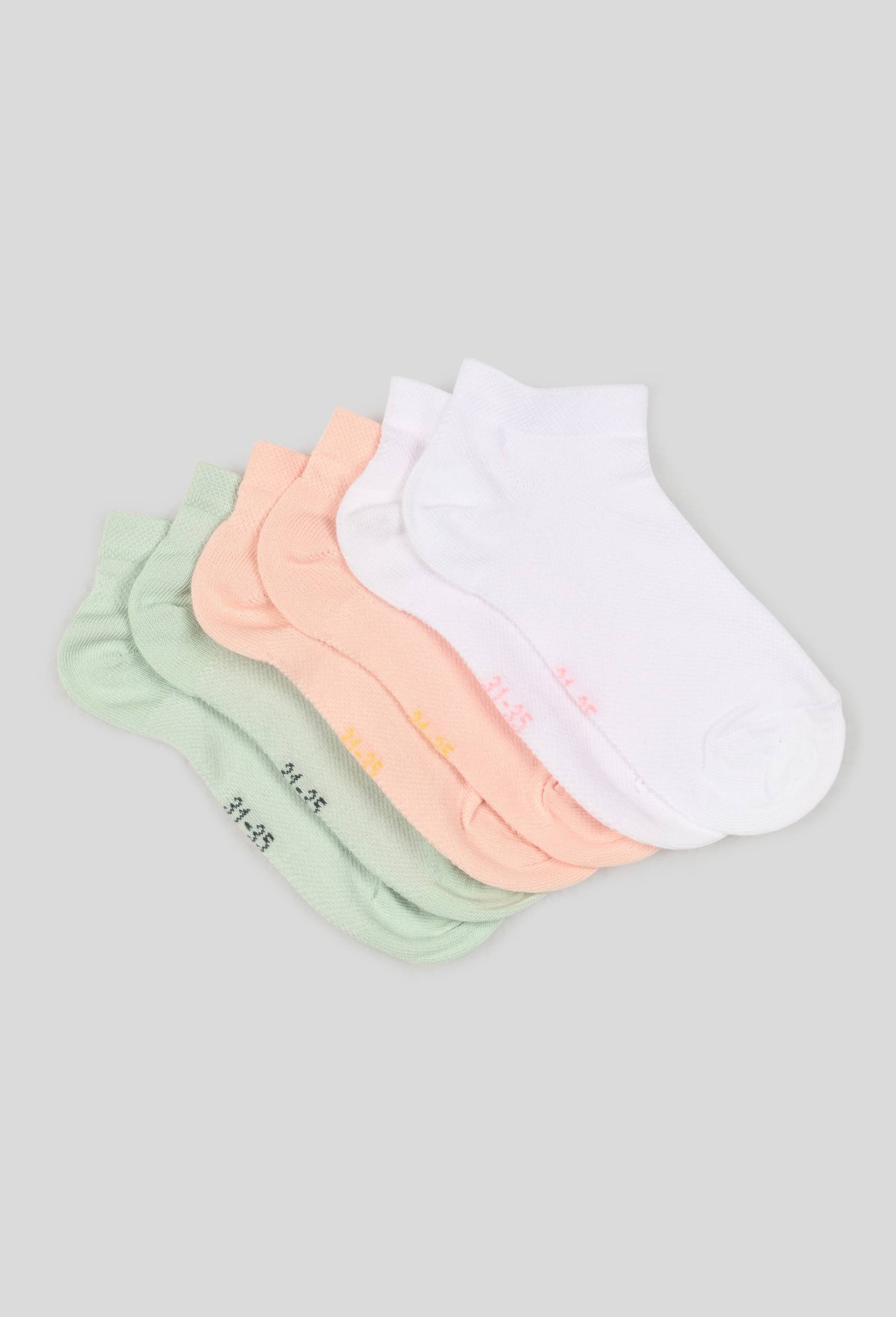 Lot de 3 paires de socquettes unies contenant du coton BIO, Blanc, swatch image