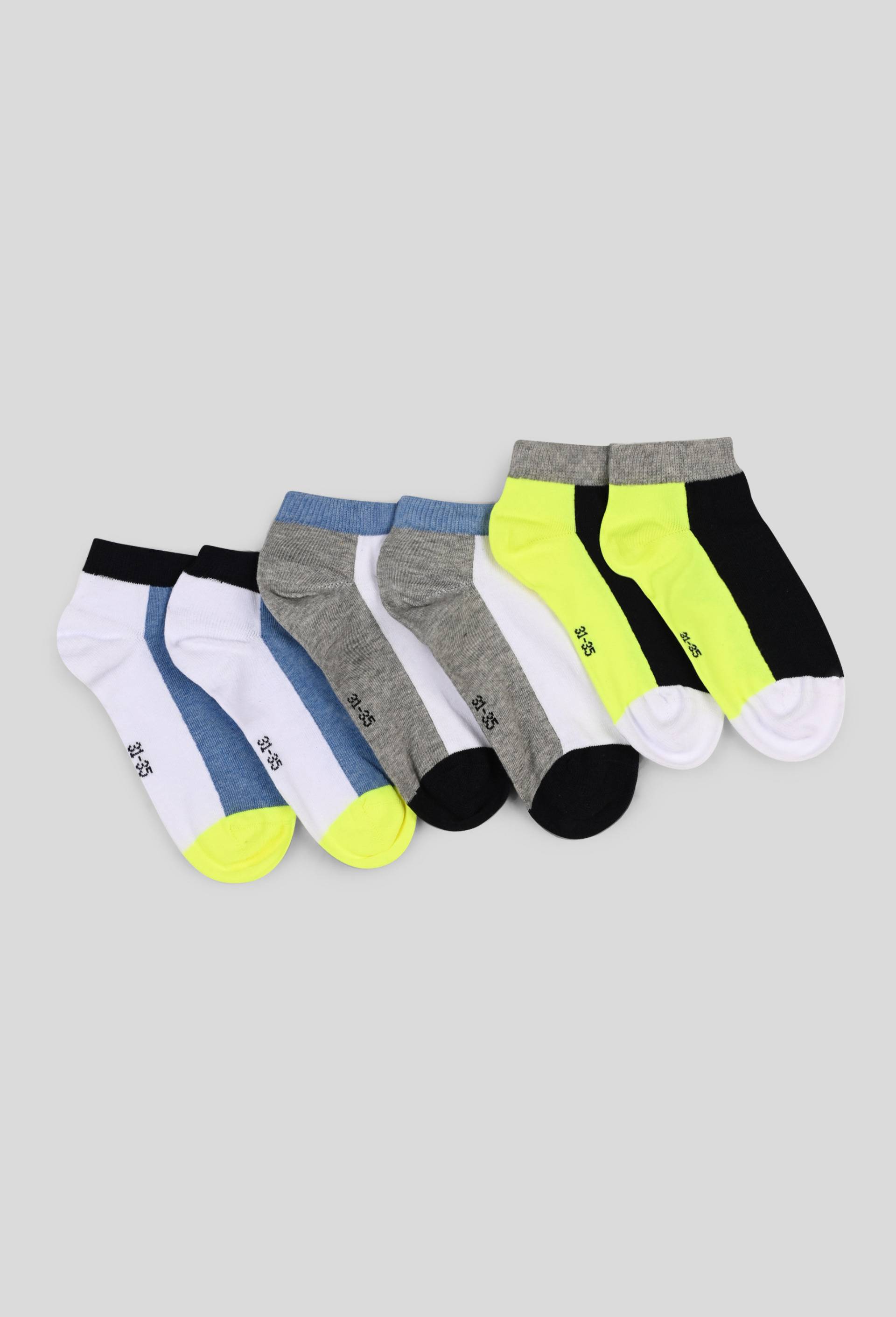 Lot de 3 paires de chaussettes tricolores contenant du coton BIO, Gris, swatch image