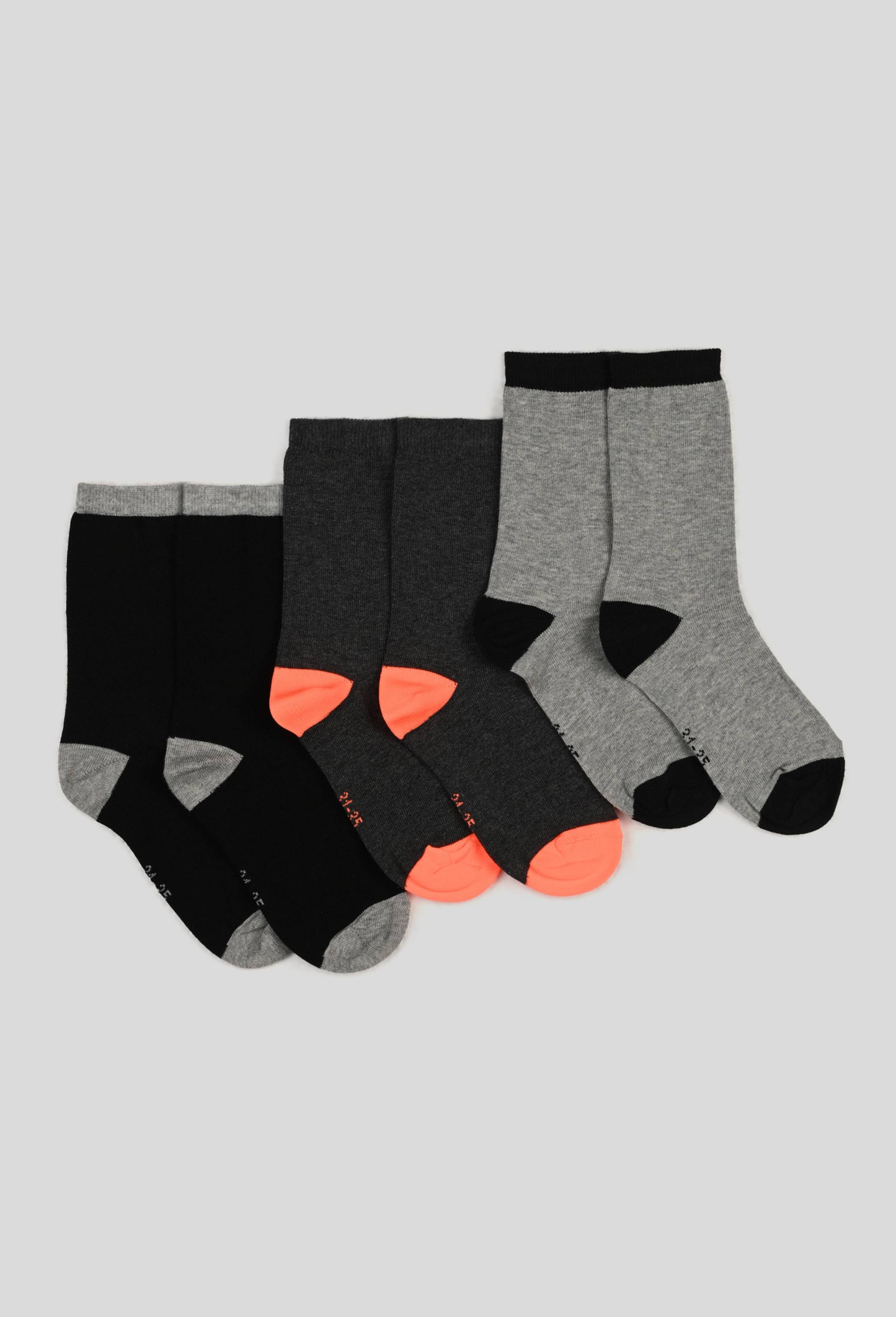 Lot de 3 paires de chaussettes bicolores contenant de coton BIO, Gris foncé, large image number 0.0