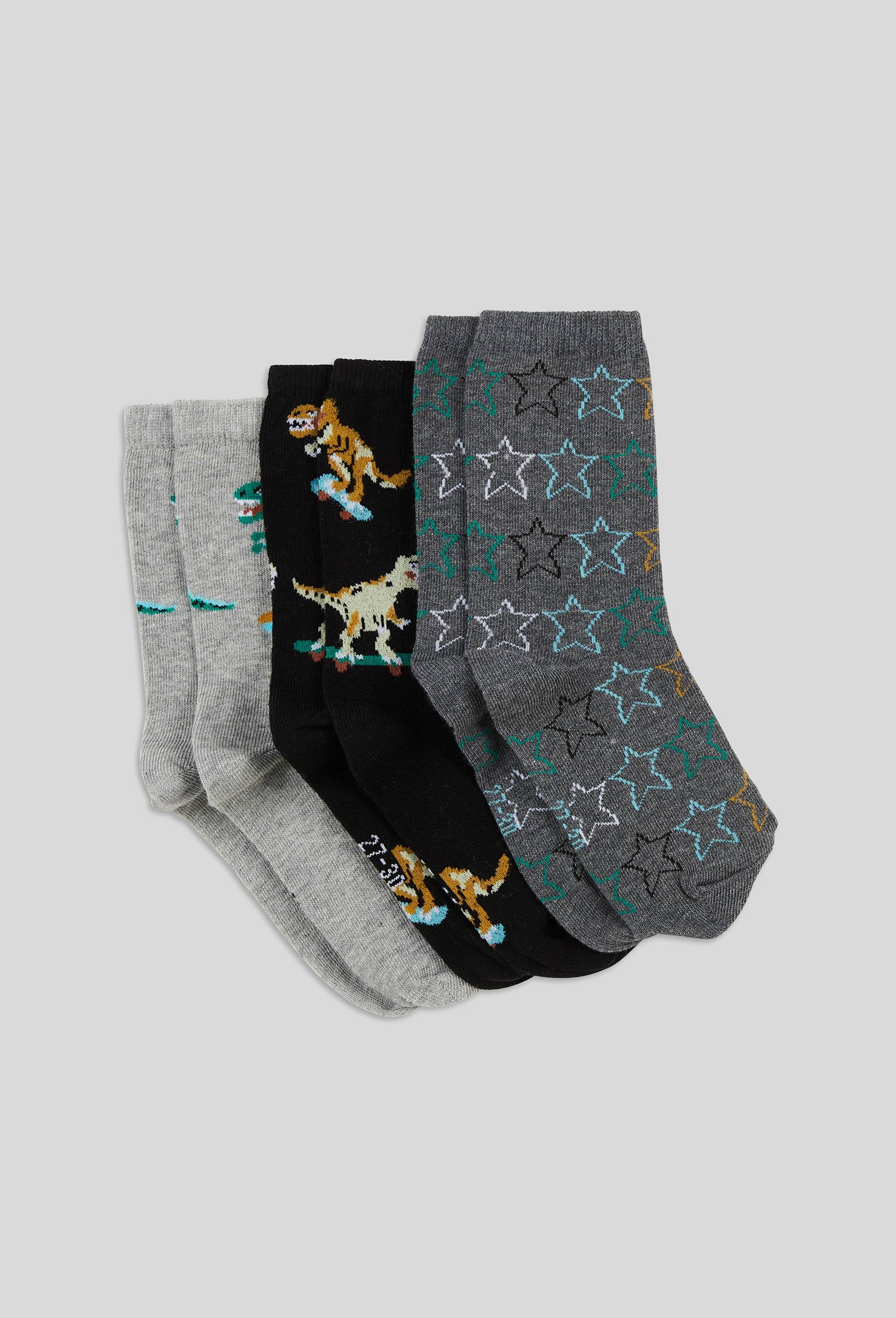Lot de 3 paires de chaussettes &agrave; motifs contenant du coton BIO GOTS, Gris, large image number 0