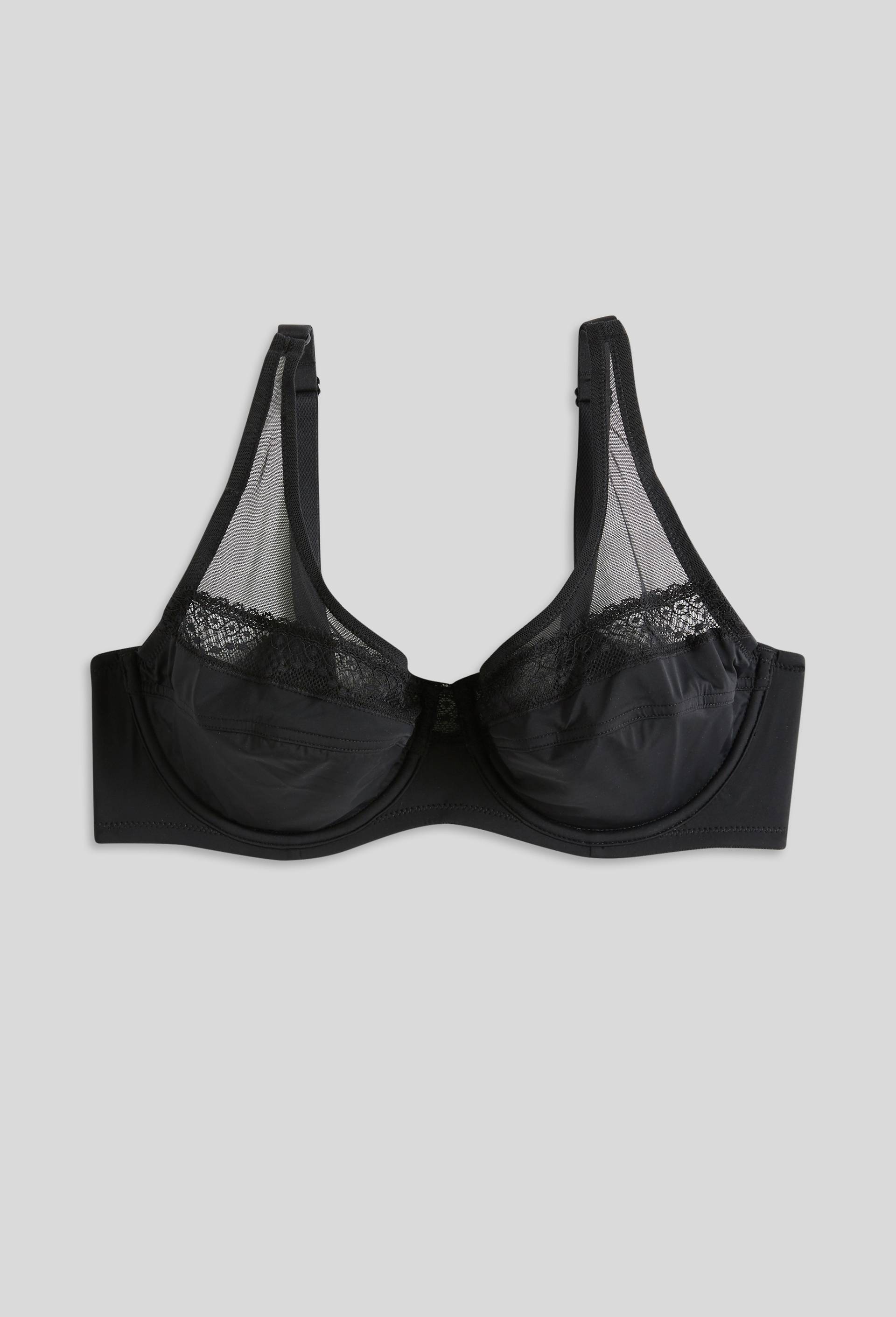 Soutien-gorge emboitant en microfibre et dentelle, Noir, large image number 2.0