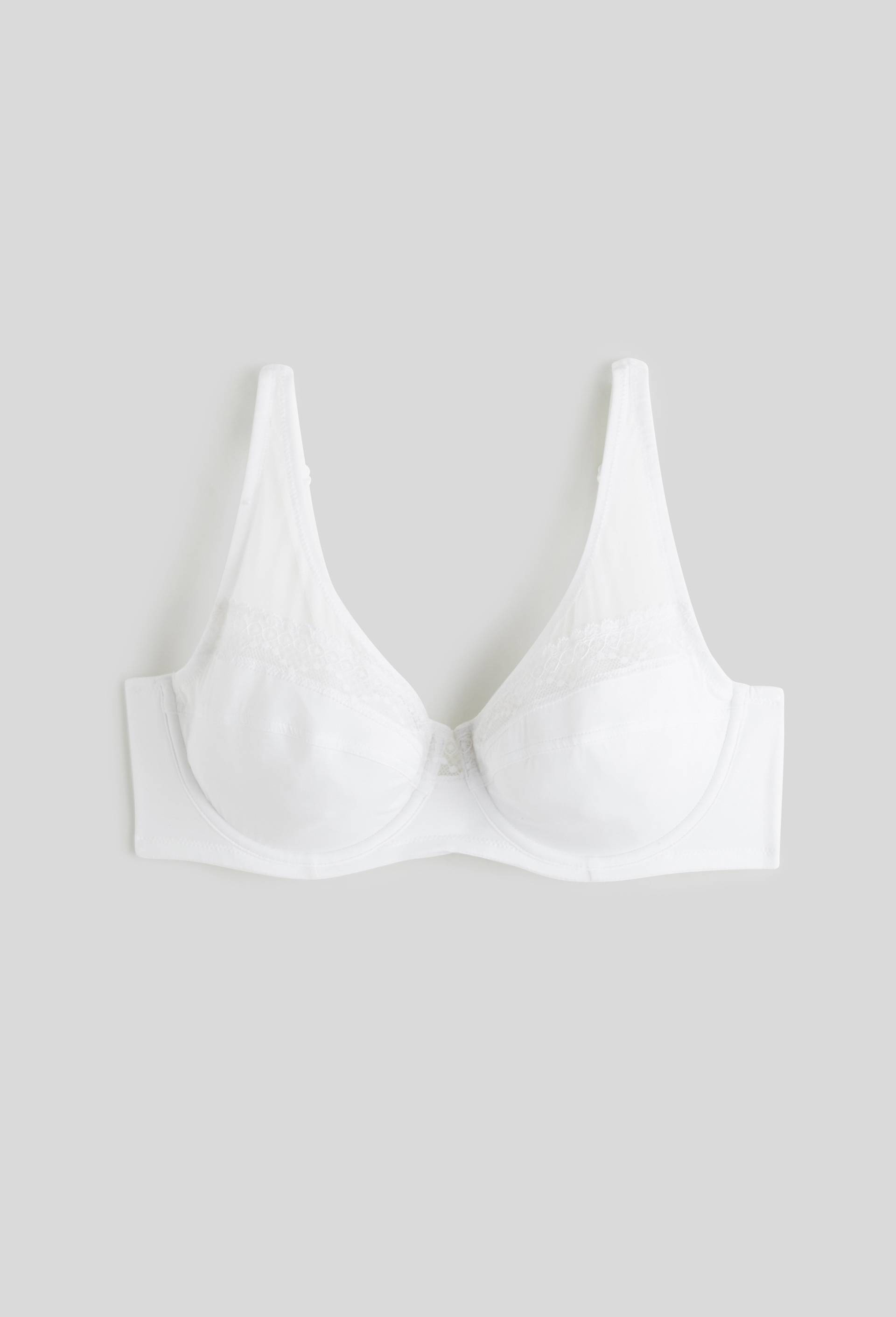 Soutien-gorge emboitant en microfibre et dentelle, Blanc, large image number 2