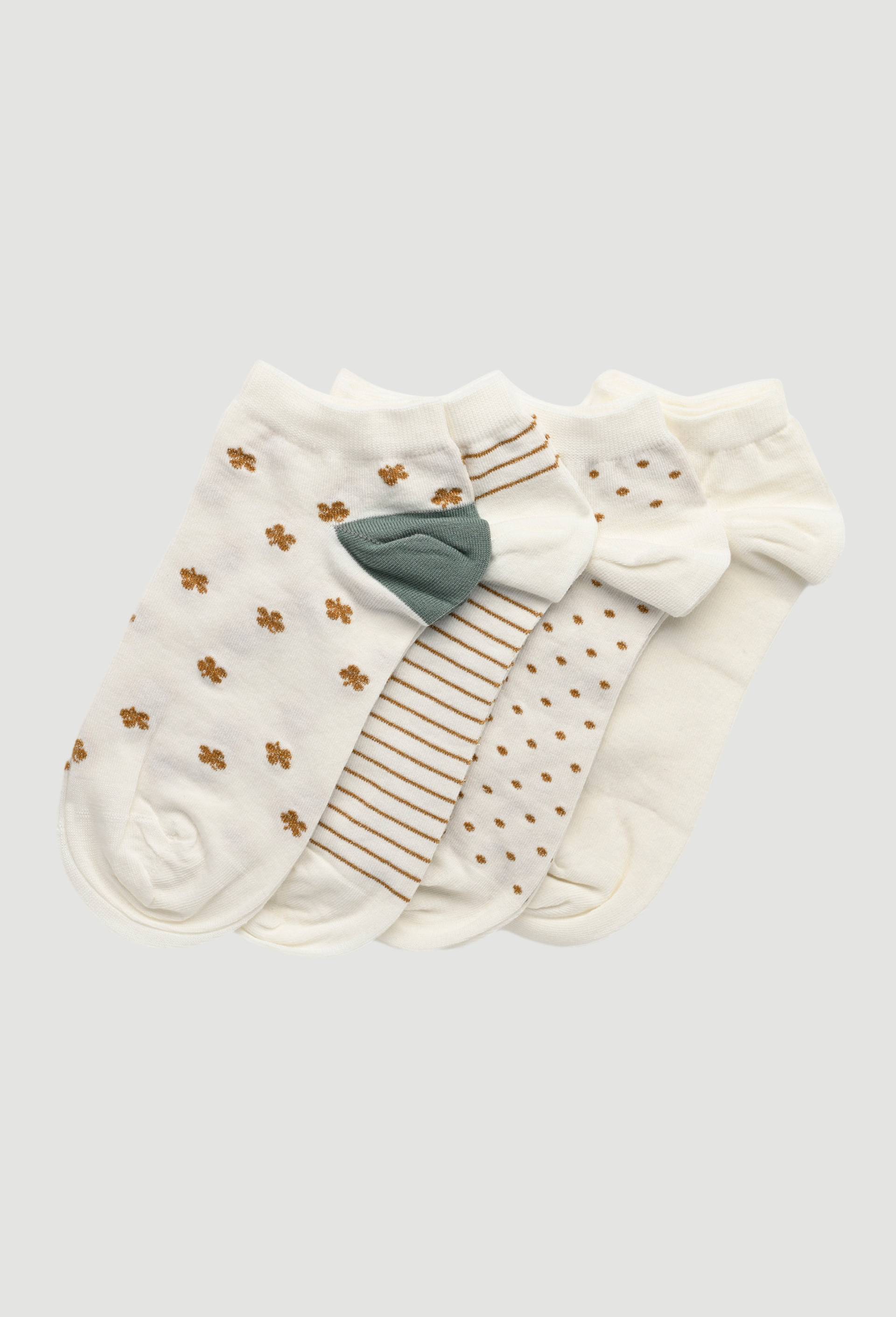 Lot de 2 paires de mini-socquettes fantaisie à fleurs en coton, Ecru, swatch image