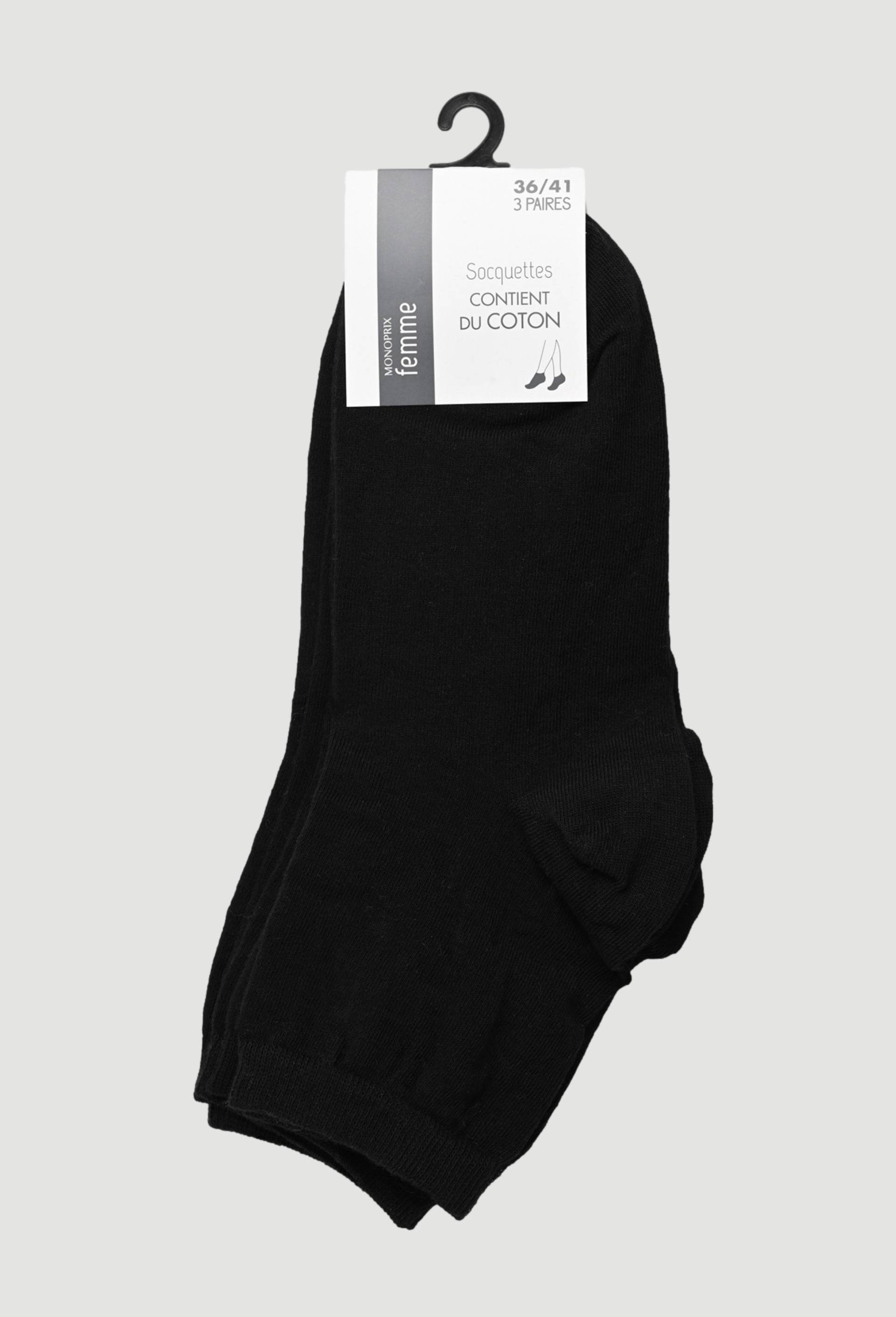 Lot de 3 paires de socquettes en coton, Noir, large image number 0