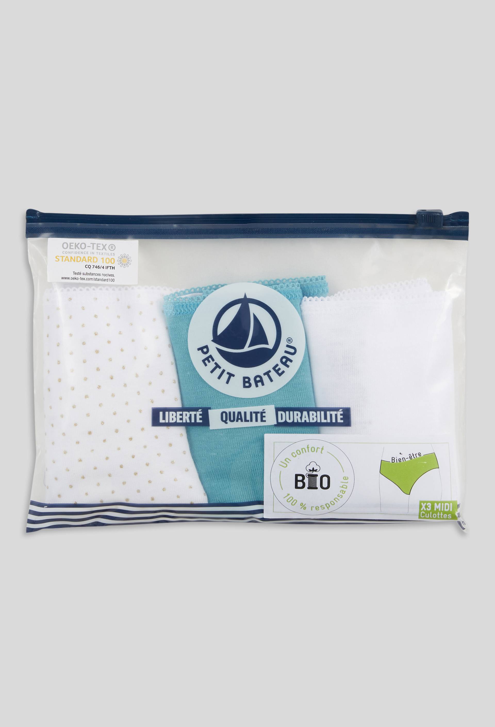 Lot x3 Culottes, BLANC/BLEU, large image number 0