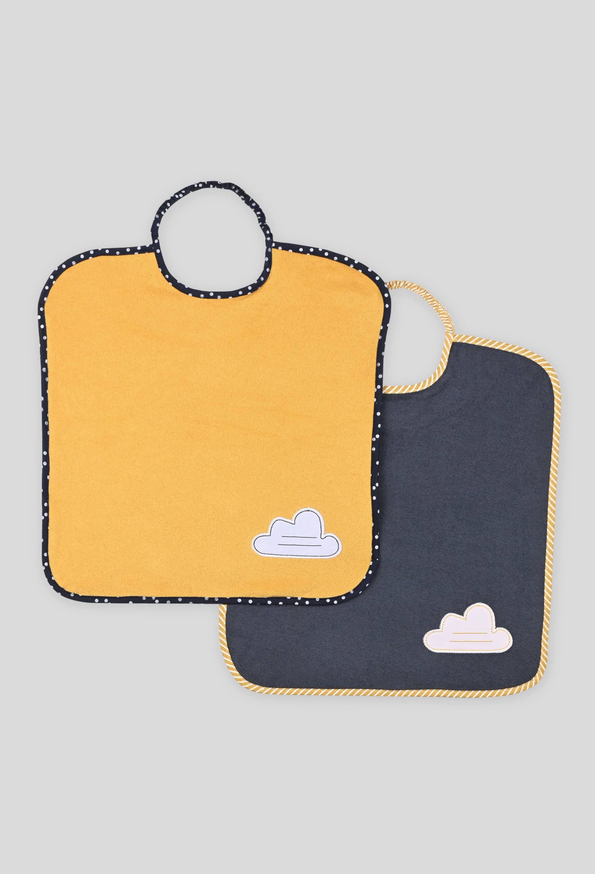 Lot de 2 bavoirs contenant du coton BIO, certifié OEKO-TEX, Jaune, large image number 0.0