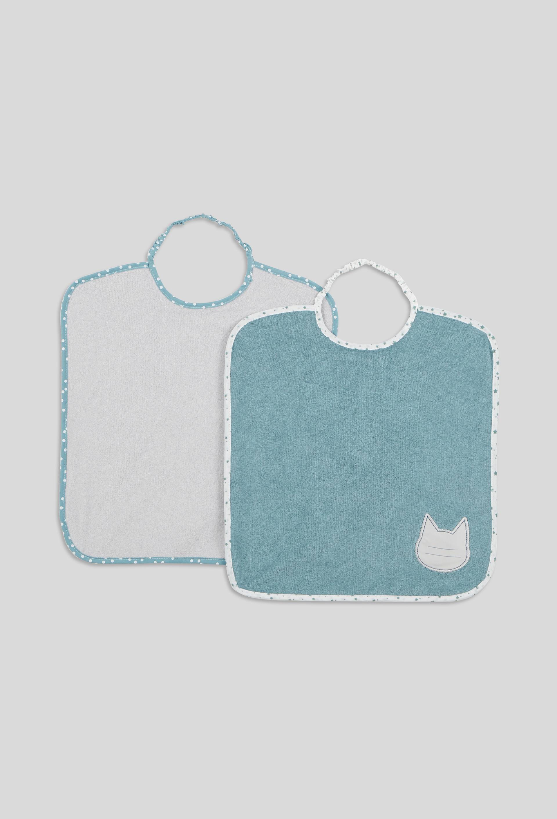 Lot de 2 bavoirs contenant du coton BIO, certifi&eacute; OEKO-TEX, Vert, large image number 0
