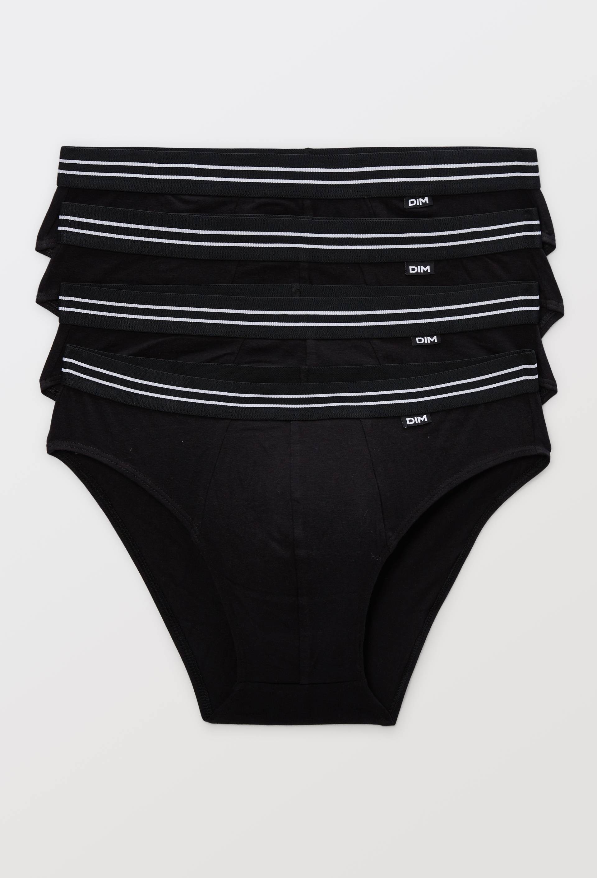 Lot de 4 slips en coton ECO DIM, certifi&eacute; OEKO-TEX, Noir, large image number 0.0