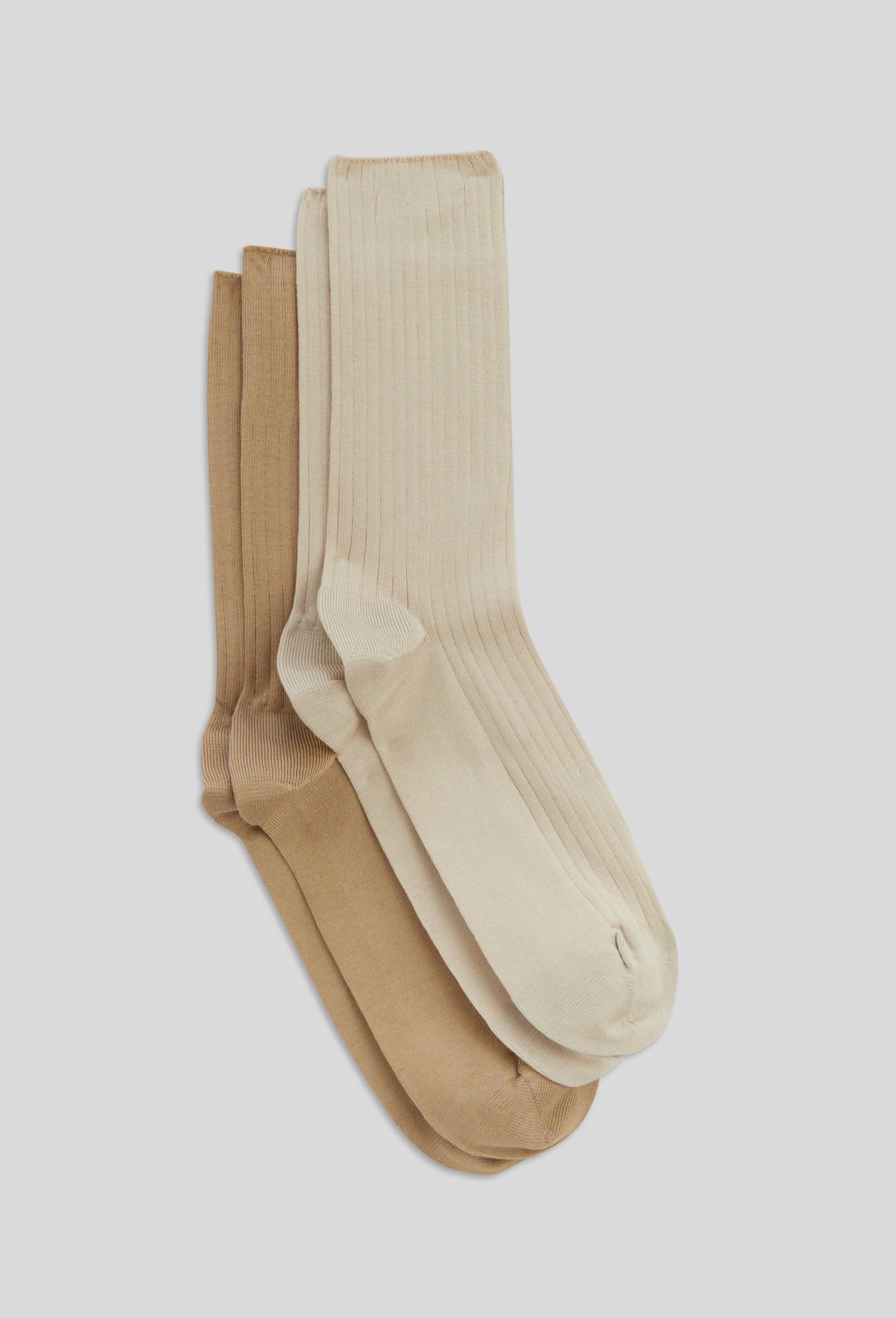 Lot de 2 paires de chaussettes &agrave; cotes en fil d'&eacute;cosse Bleufor&ecirc;t, Beige clair, large image number 0