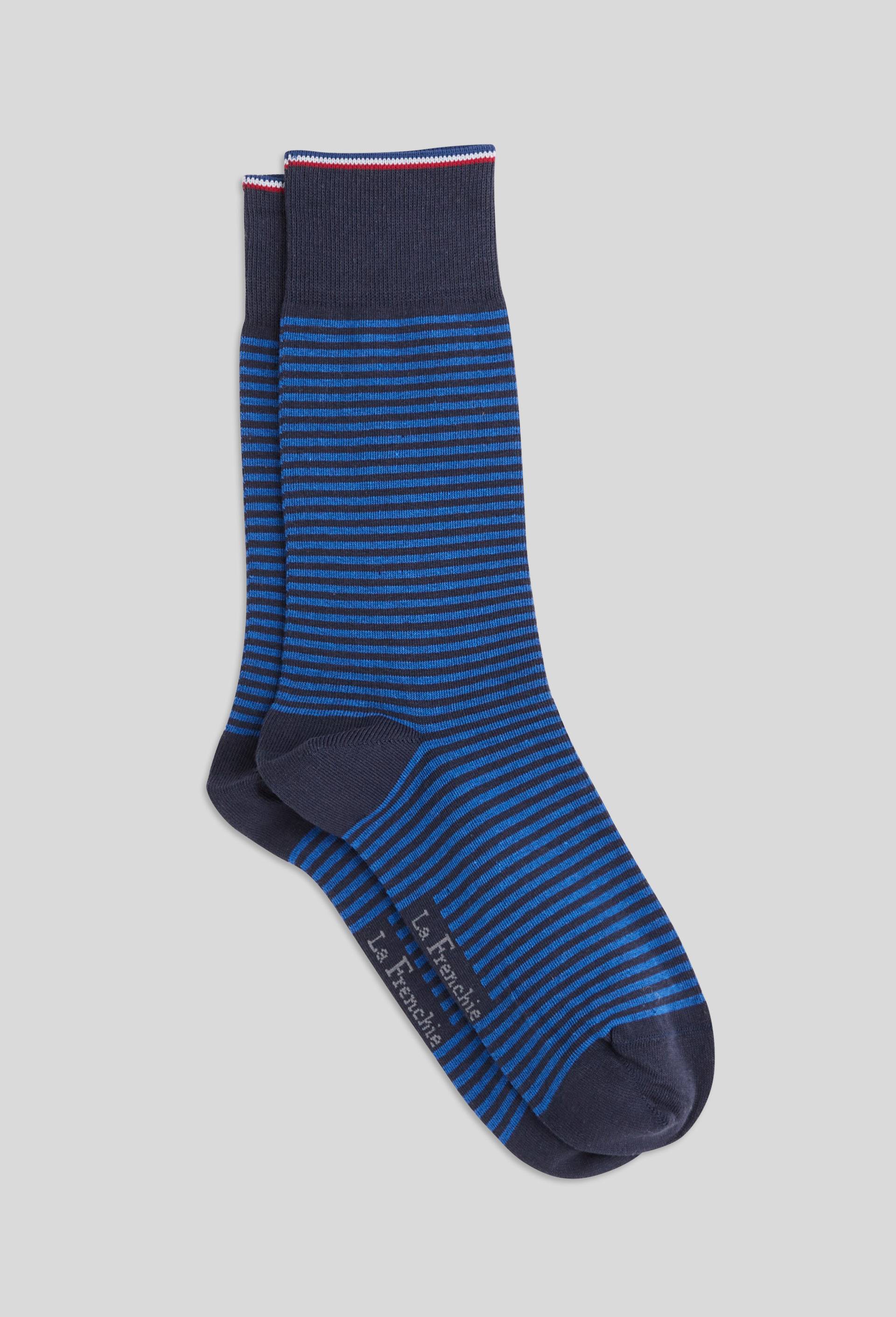 Paire de chaussettes ray&eacute;es La Frenchie, Bleu fonc&eacute;, large image number 0