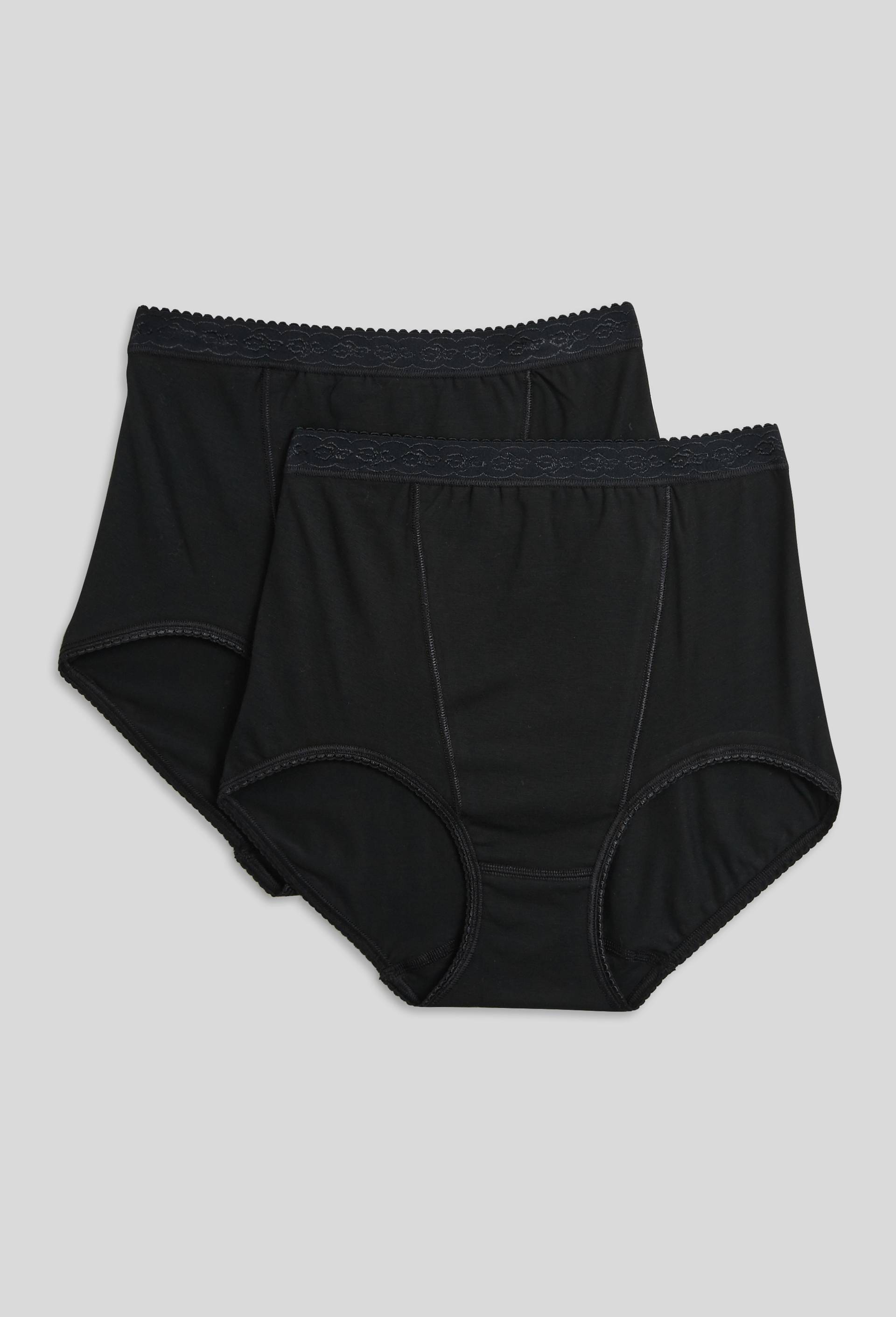 Lot de 2 culottes ventre plat contenant du coton BIO GOTS, Noir, large image number 0