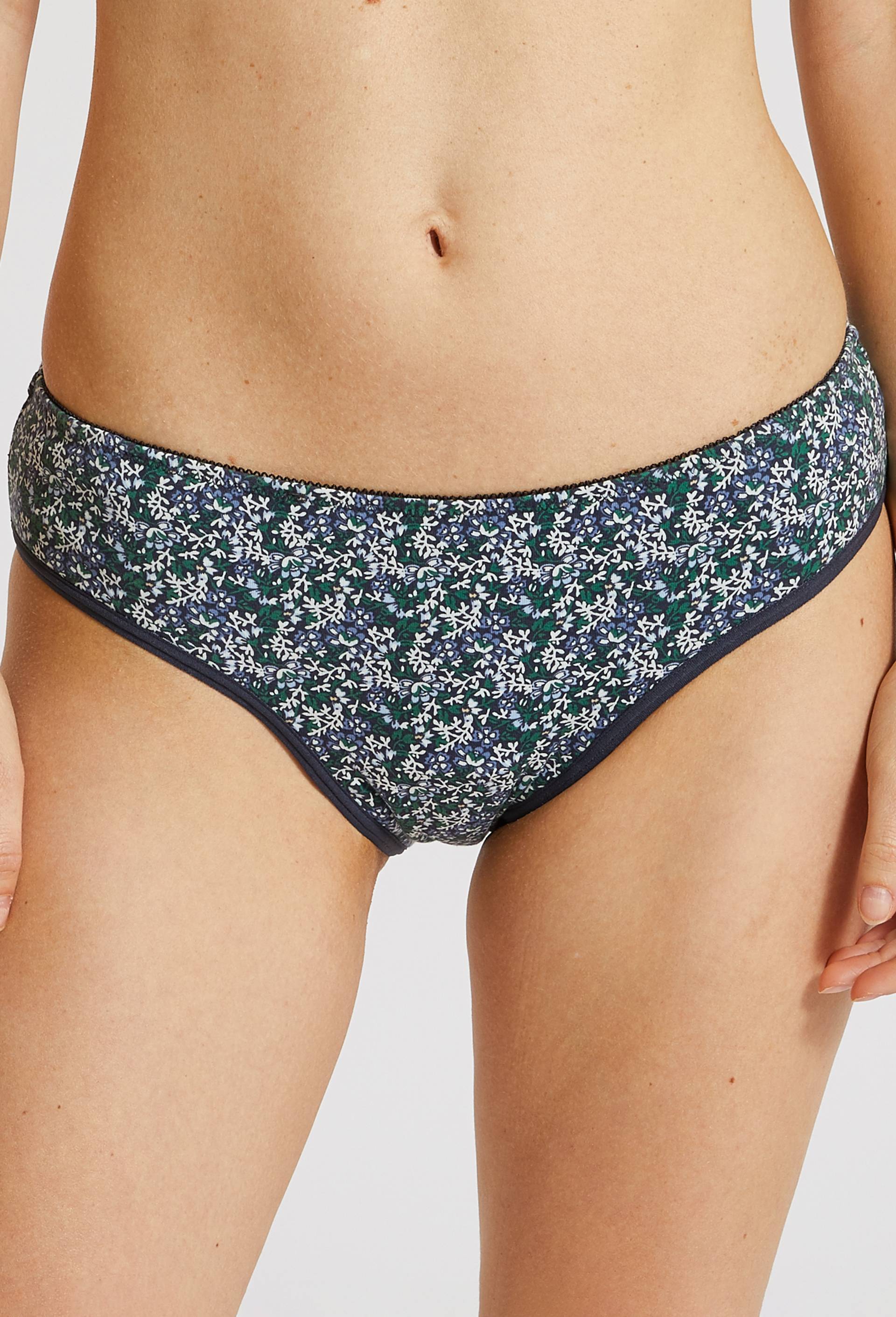 Lot de 2 culottes menstruelles imprim&eacute;e et unie contenant du coton BIO, Bleu fonc&eacute;, large image number 0