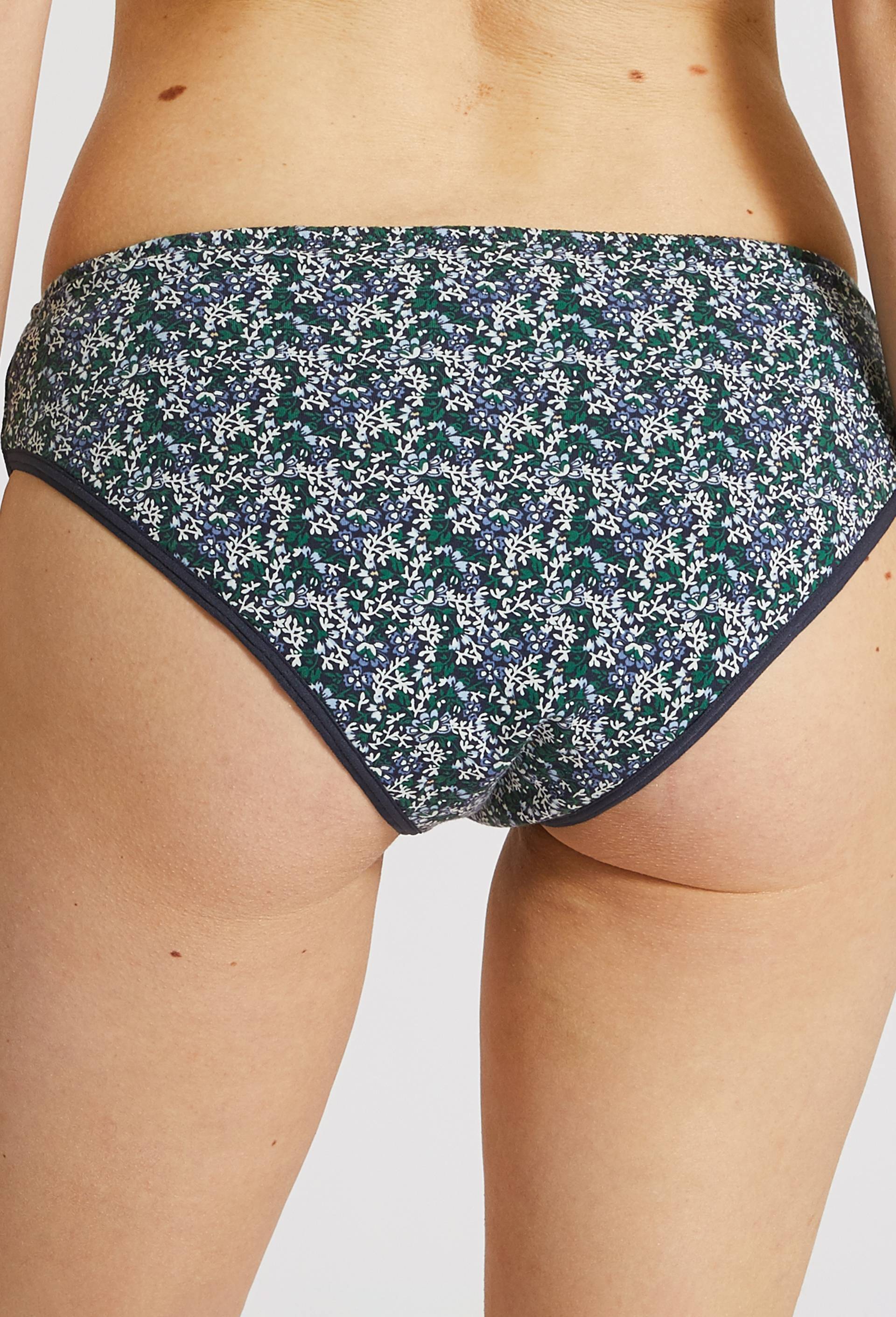 Lot de 2 culottes menstruelles imprim&eacute;e et unie contenant du coton BIO, Bleu fonc&eacute;, large image number 1