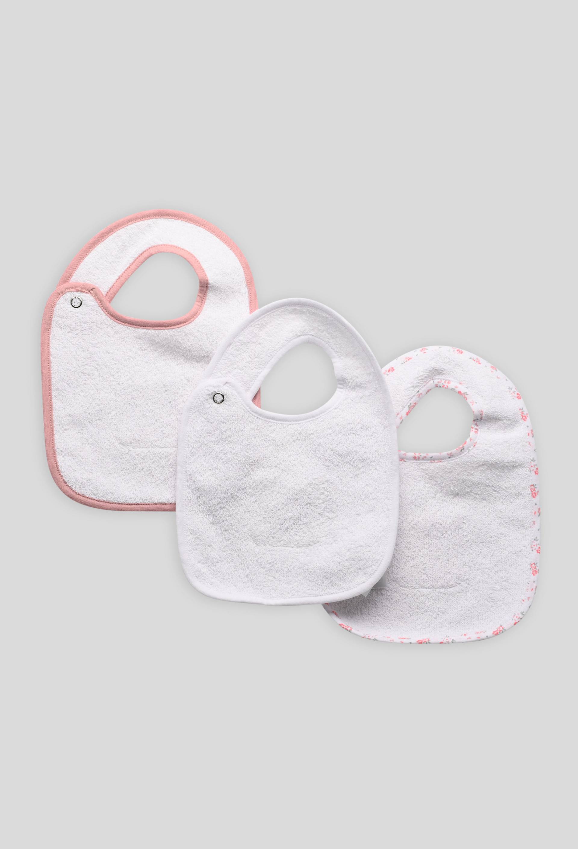 Lot de 3 bavoirs contenant du coton BIO, certifié OEKO-TEX, Rose, large image number 1.0